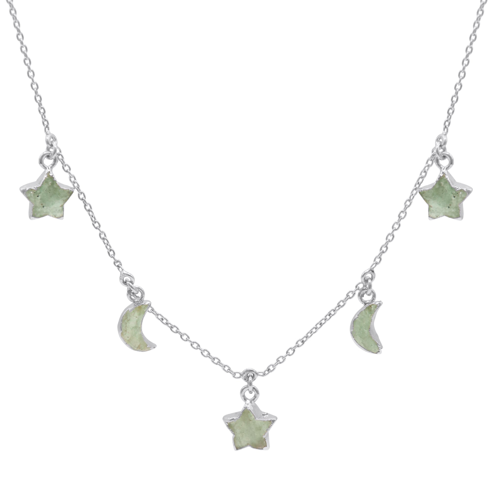 Luna Charles Women's Adela Aventurine Star & Moon Charm Necklace In Silver