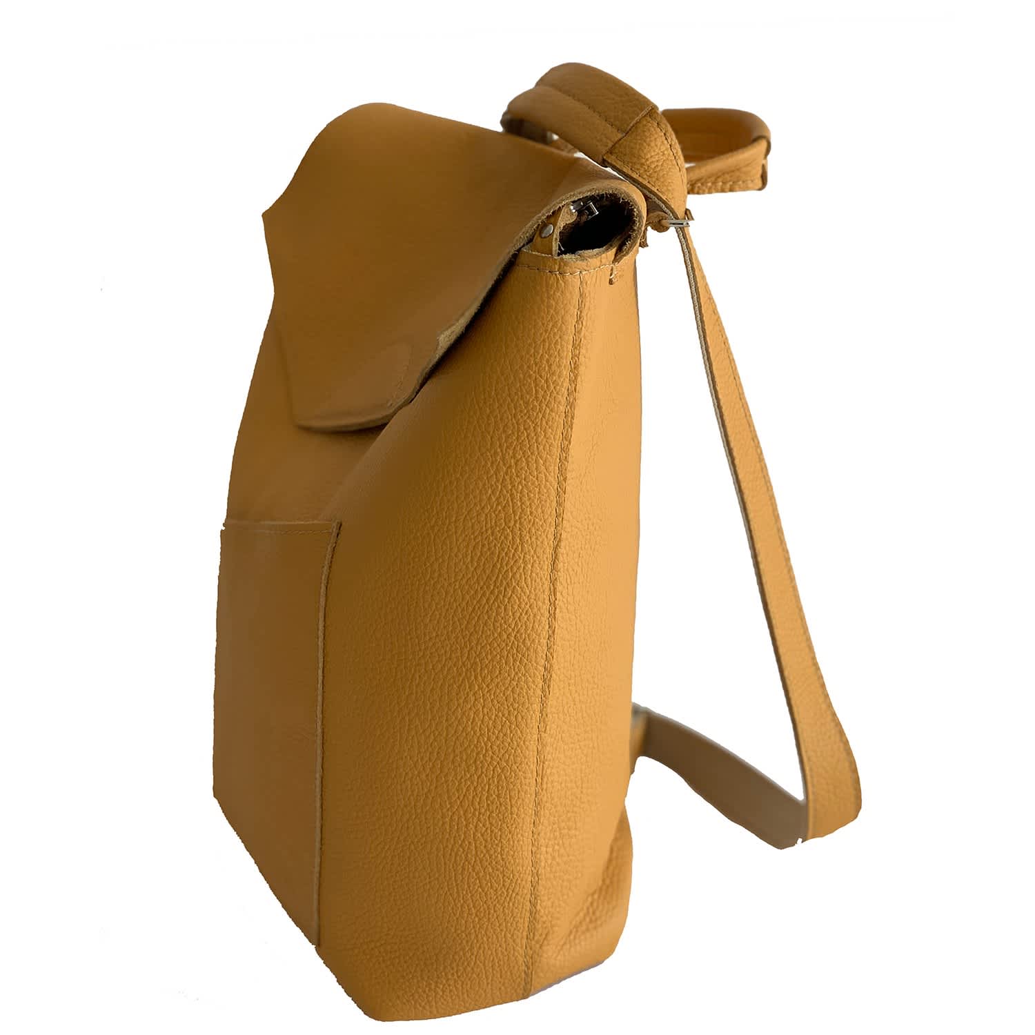 yellow leather backpack purse