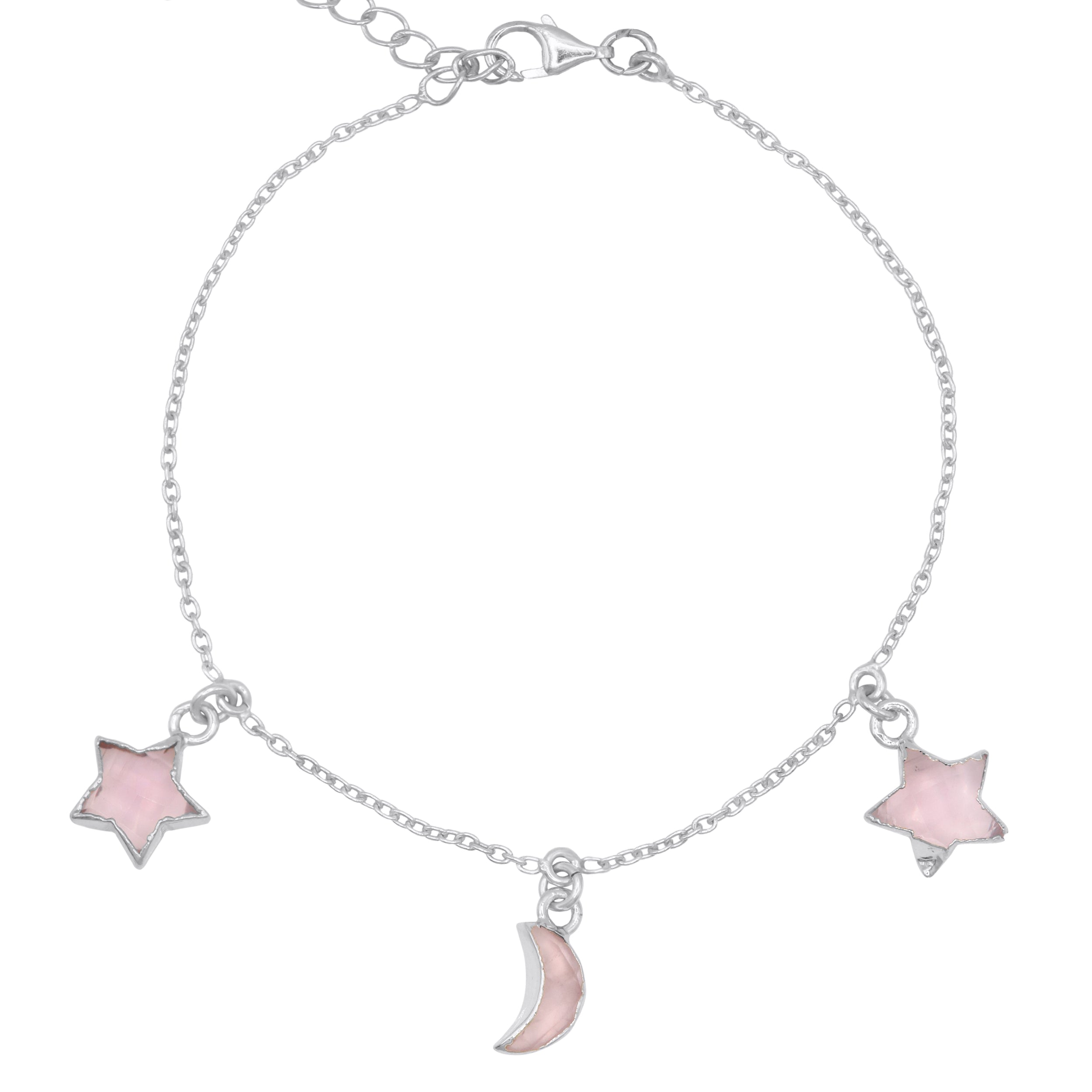 Luna Charles Women's Amelia Rose Quartz Star & Moon Charm Bracelet In Silver