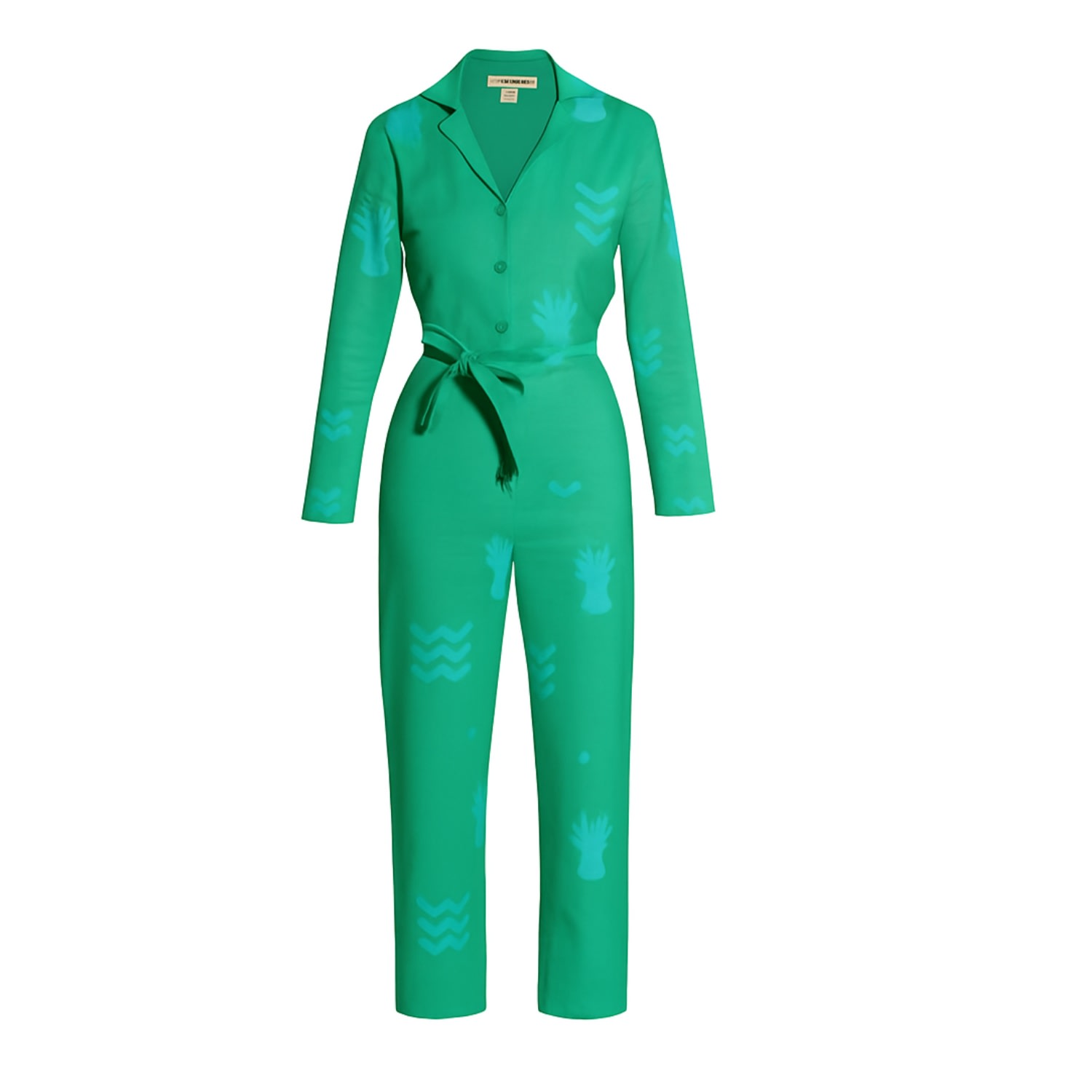 Wild Clouds Women's Green Organic Cotton & Linen Jumpsuit In Meadow Flow In Green