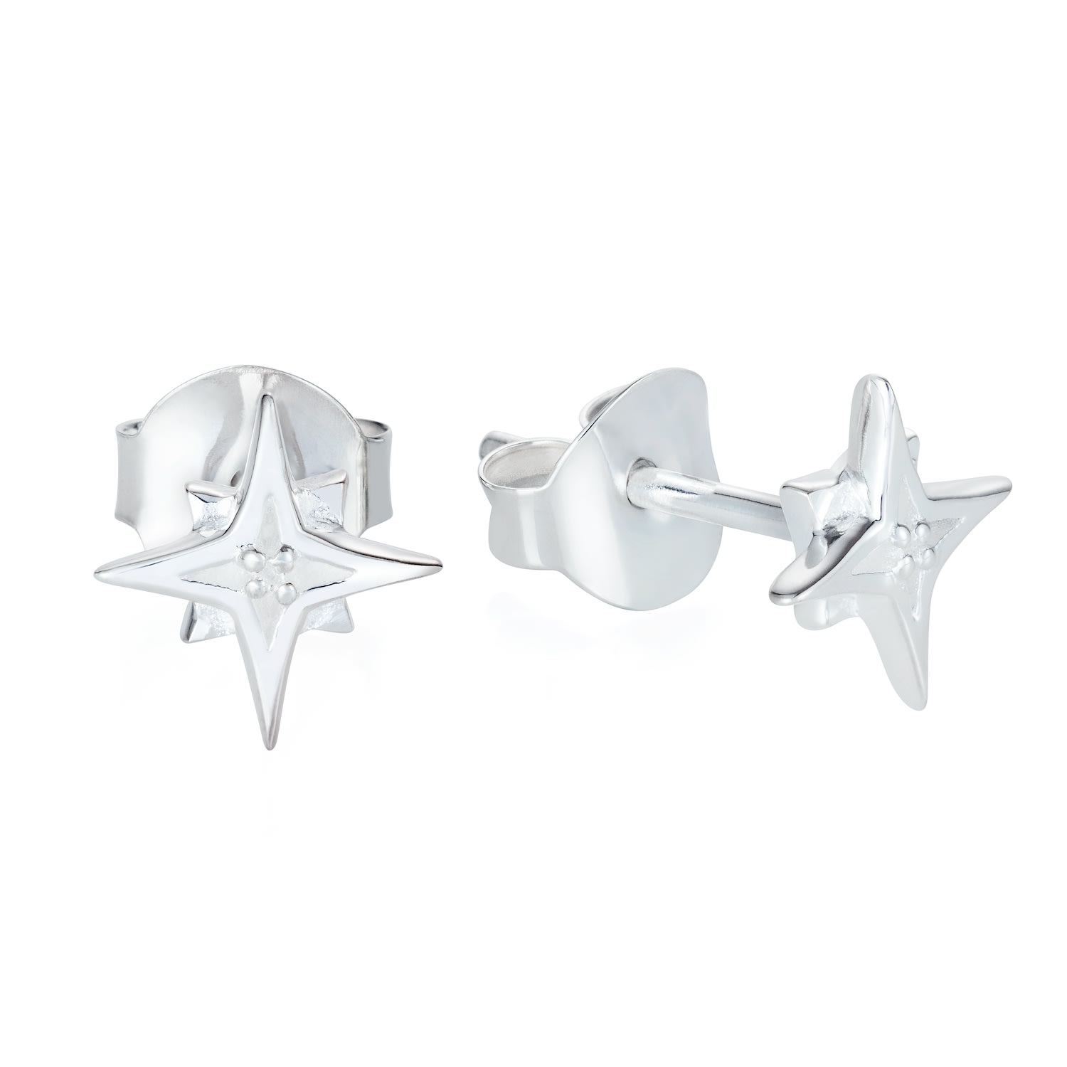 Women’s Silver Compass Star Stud Earrings Yasmin Everley Jewellery