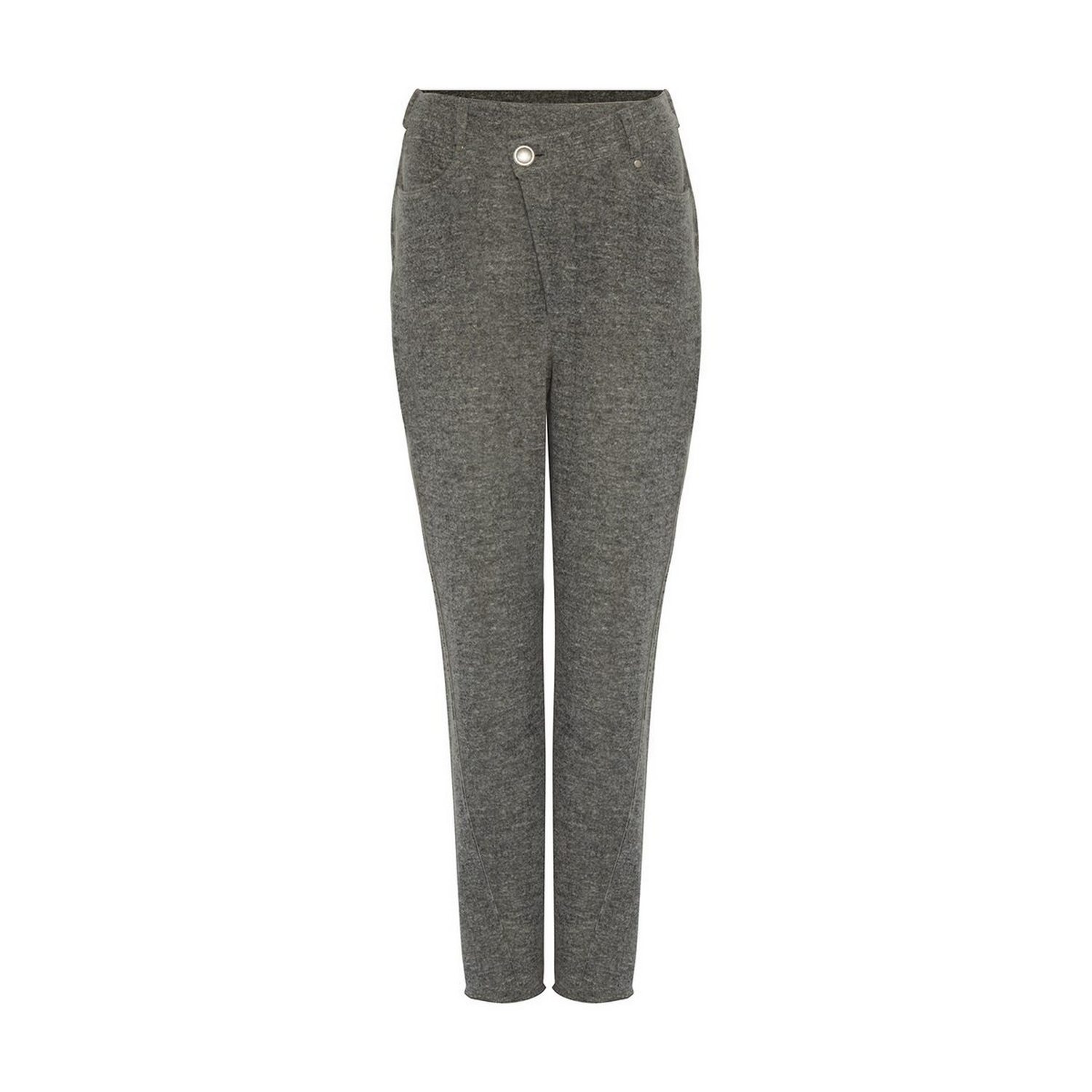 Women’s Grey Asymmetrical Closure Knitted Gray Trousers Small Rue Les Createurs