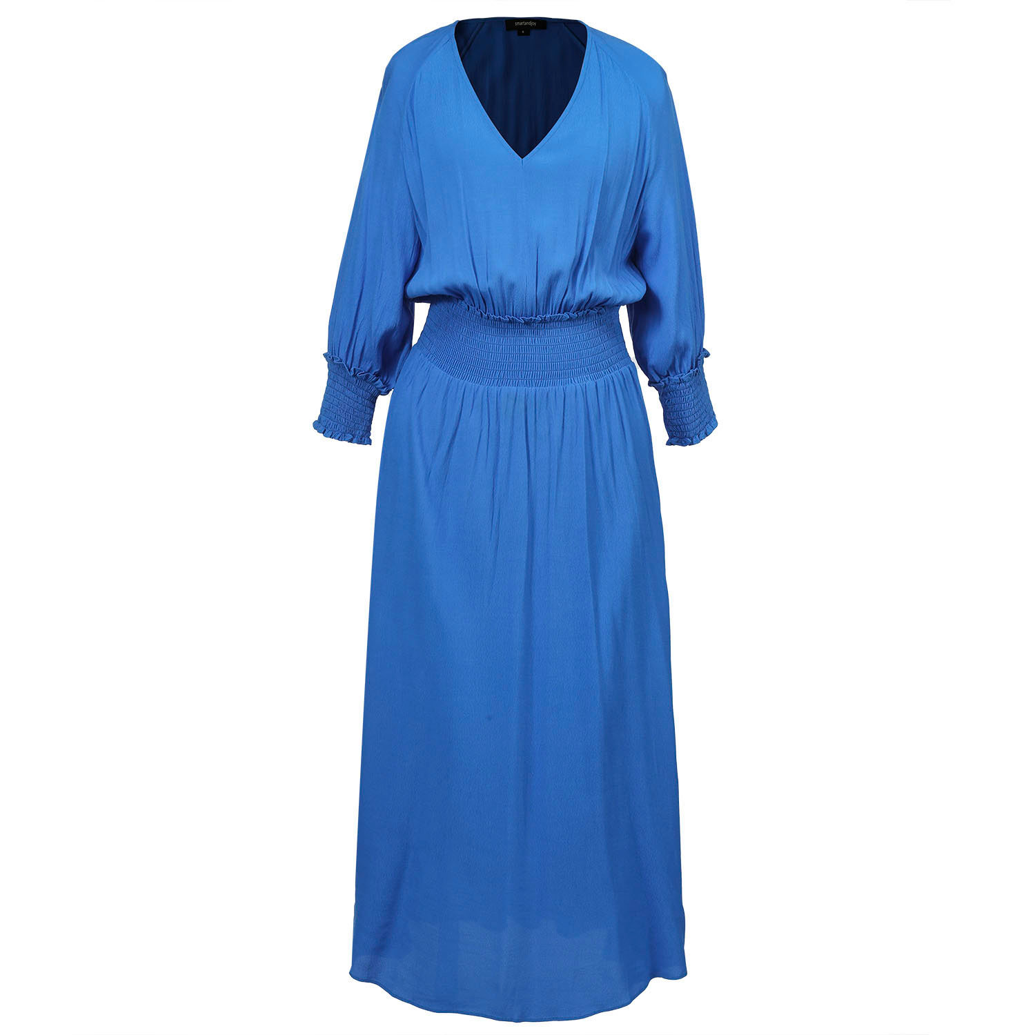 Smart And Joy Women's Blue Smocks Fit-and-flare V Cleavage Dress