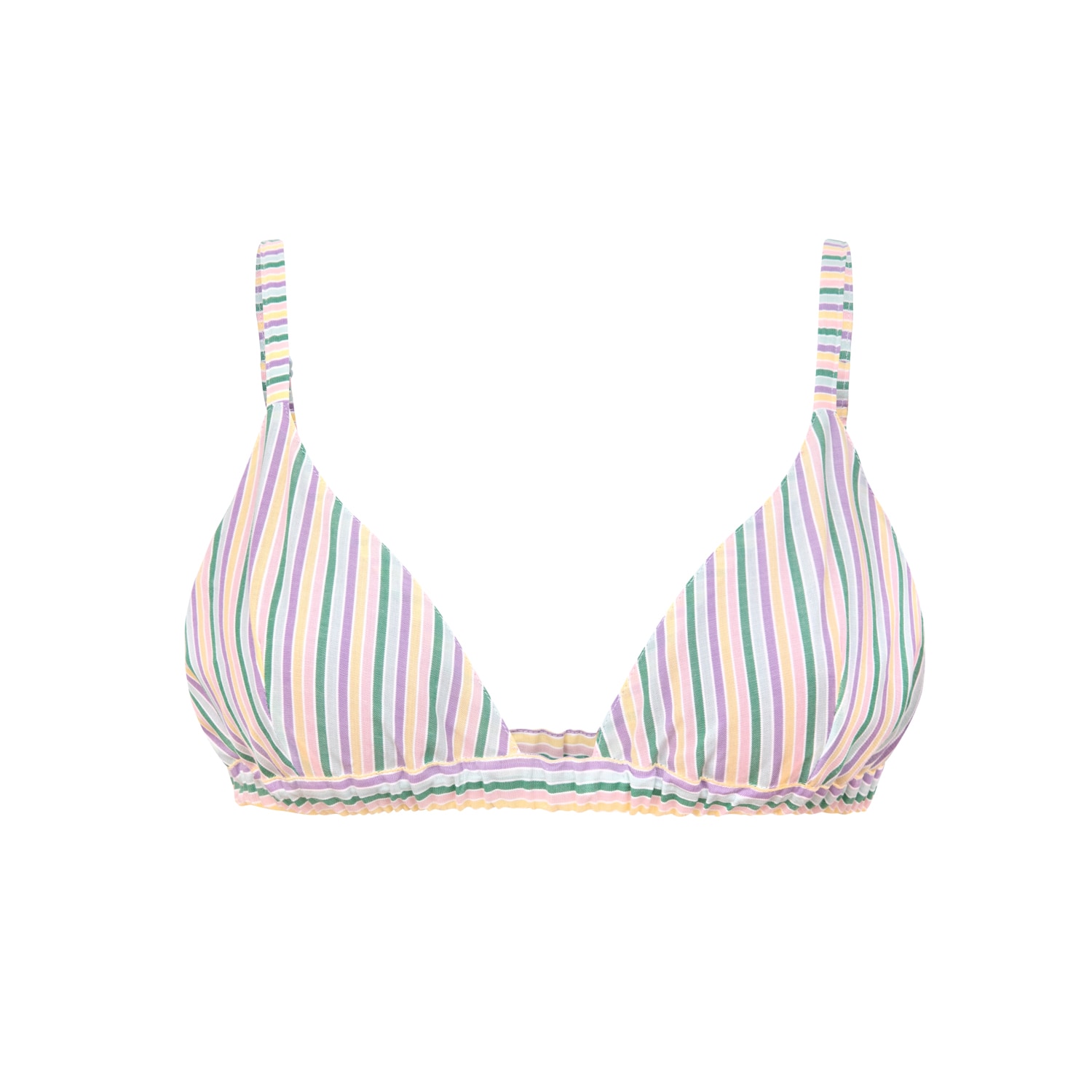 Blonde Gone Rogue Women's Ocean Drive Elastic Bralette, Upcycled Cotton, In Multicolour Stripe In White