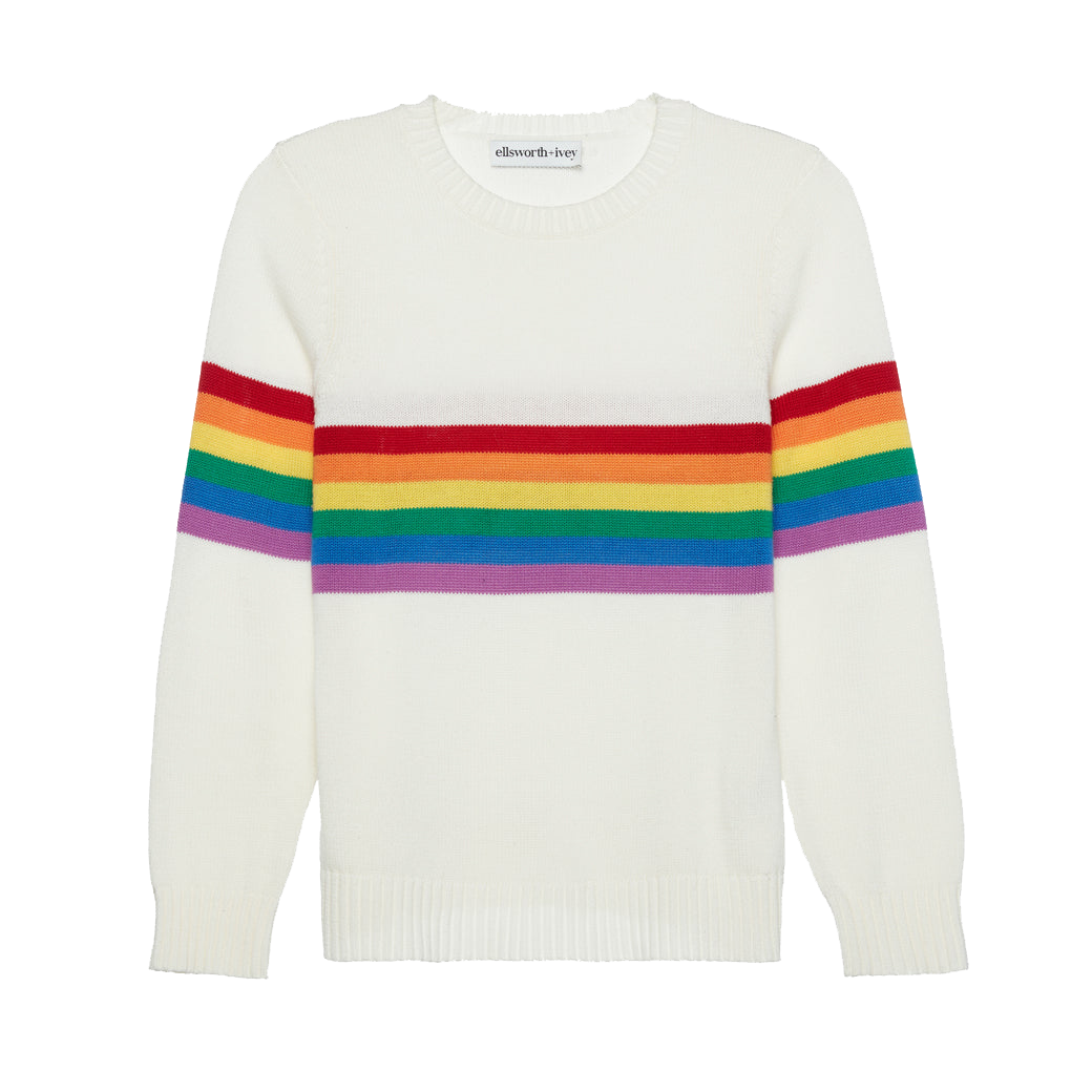 White sweater with rainbow cheap stripe