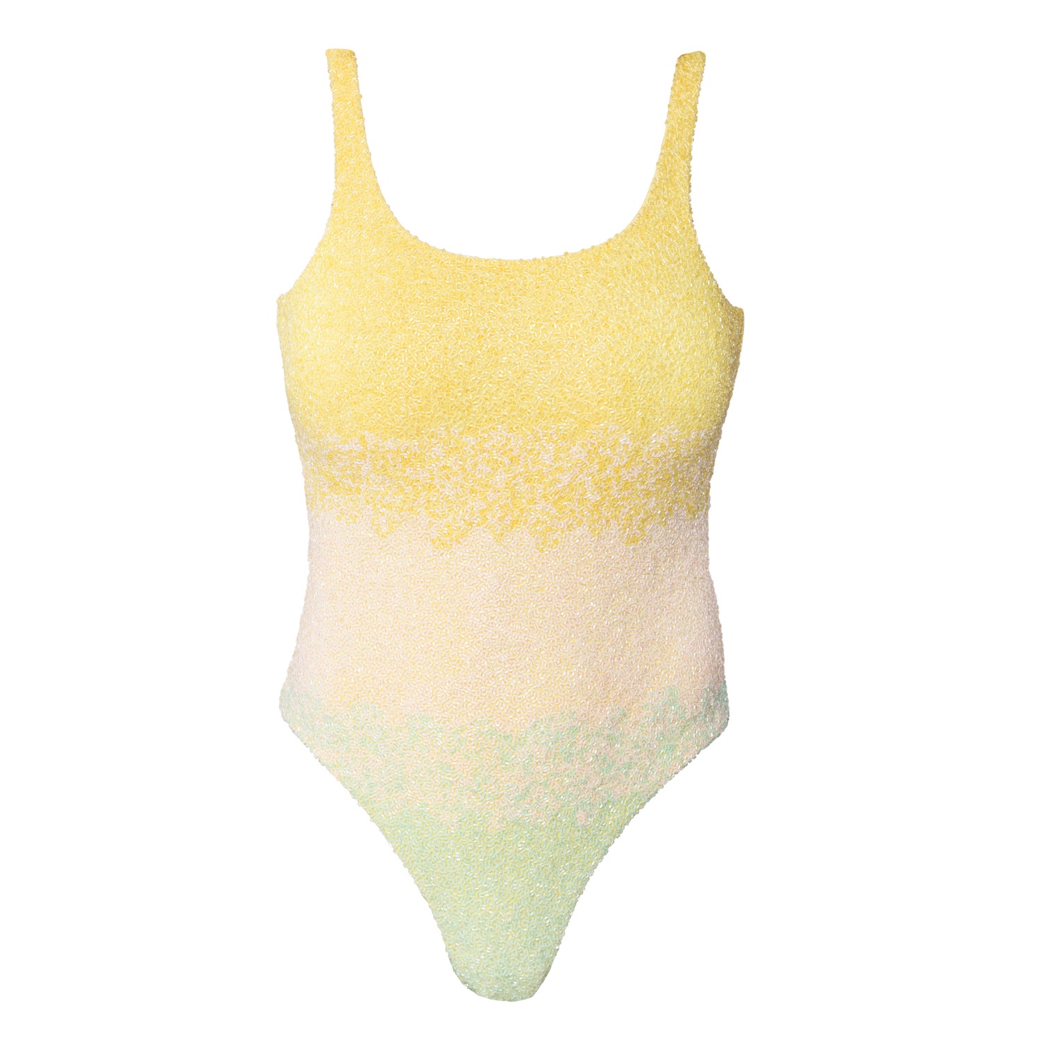 Self-adore Women's Blue / Yellow Ombre Hand-beaded Embellished One-piece Swimsuit- Yellow In Multi
