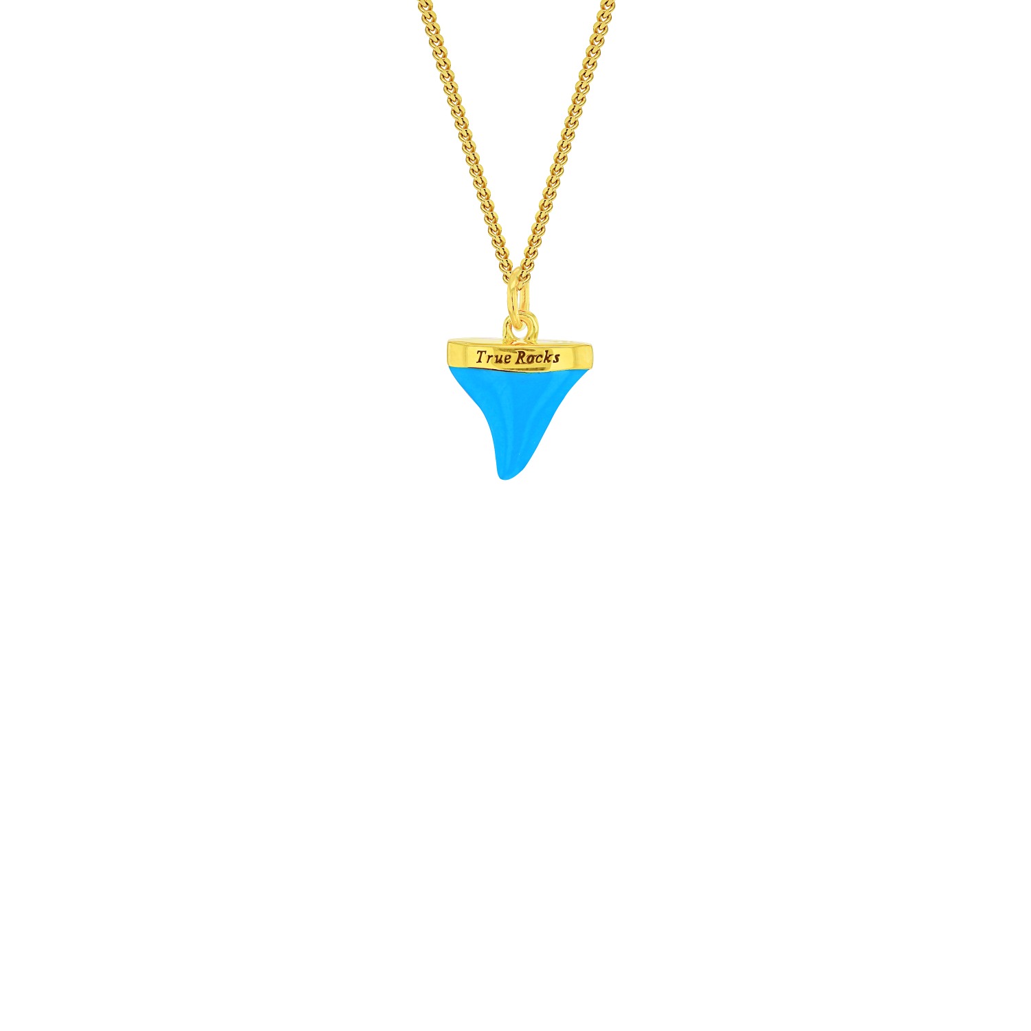 True Rocks Men's Blue / Gold 18kt Gold Plated & Turquoise Mini Sharks Tooth Pendant