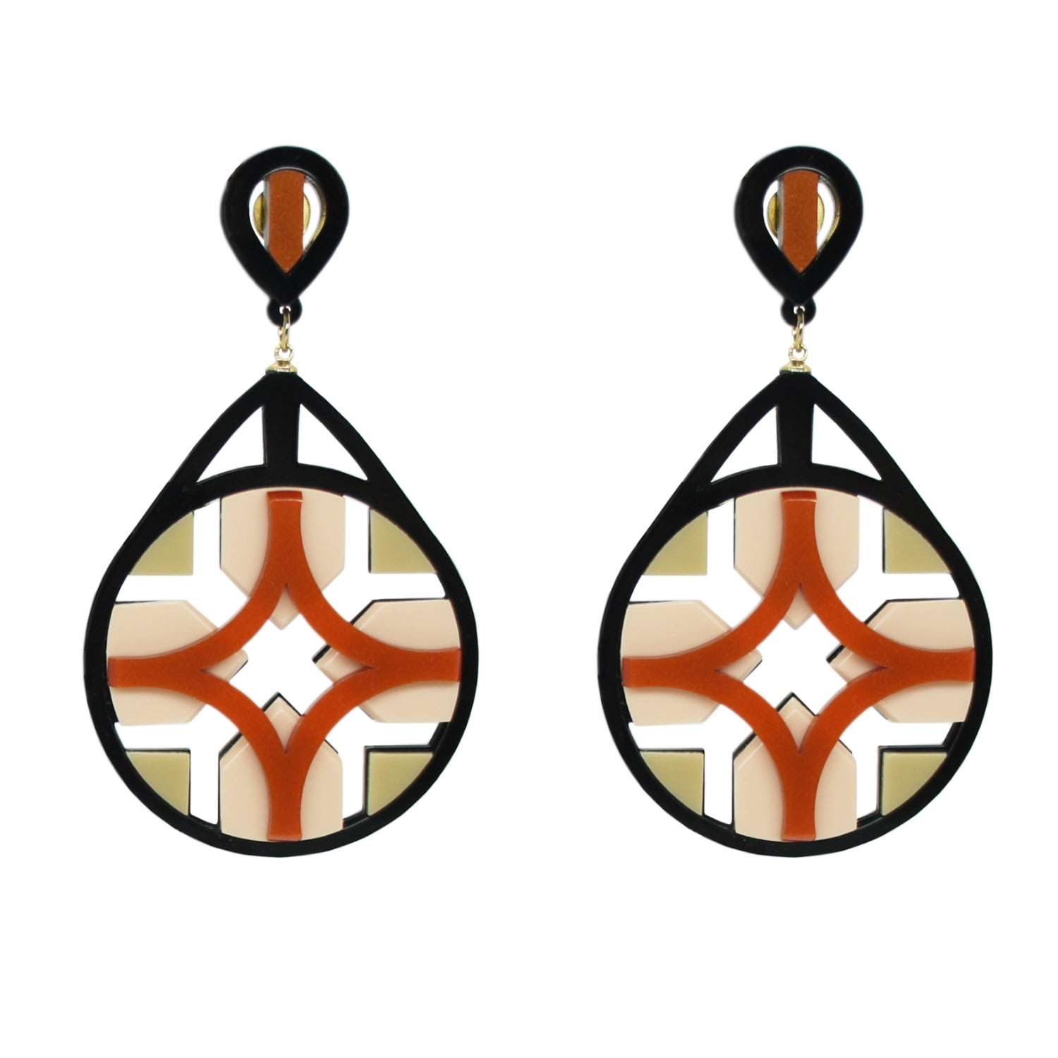 Gissa Bicalho Women's Neutrals Acrylic Earring Tile Topaz