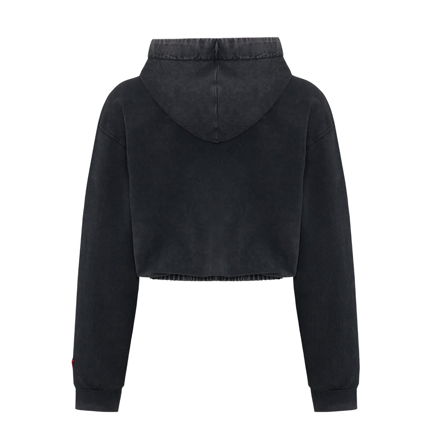 Women Acid Washed Crop Hoodie - Black | PCFG | Wolf & Badger