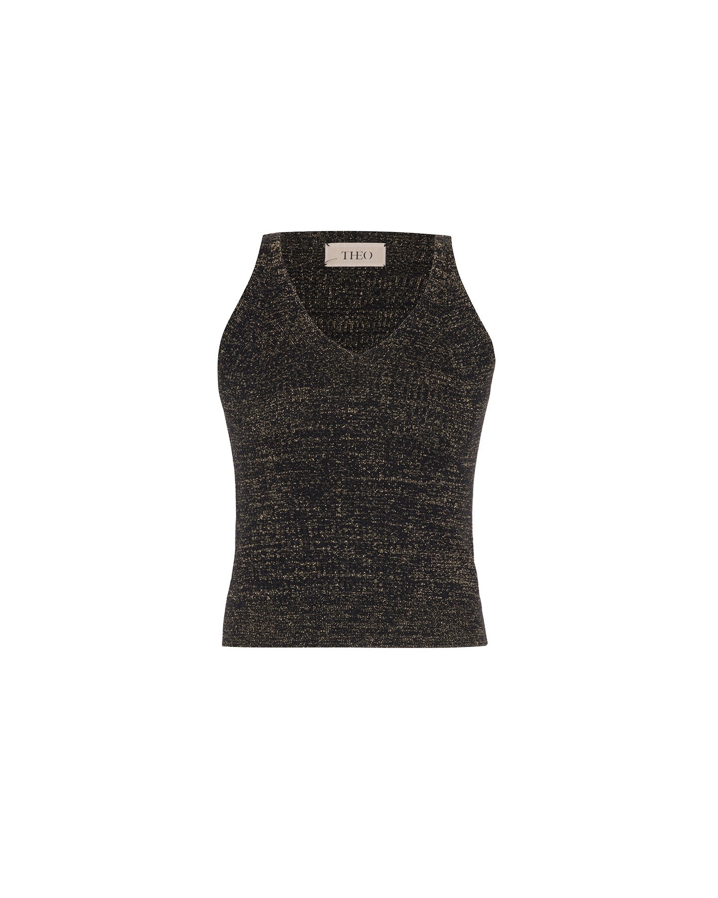 Theo The Label Women's Shakti Shimmer Ribbed V-tank - Black In Black