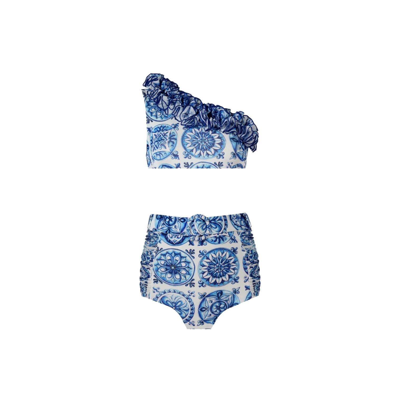Nur Karaata Women's Blue Alexis Bleu Blanc Bikini Set In Blue
