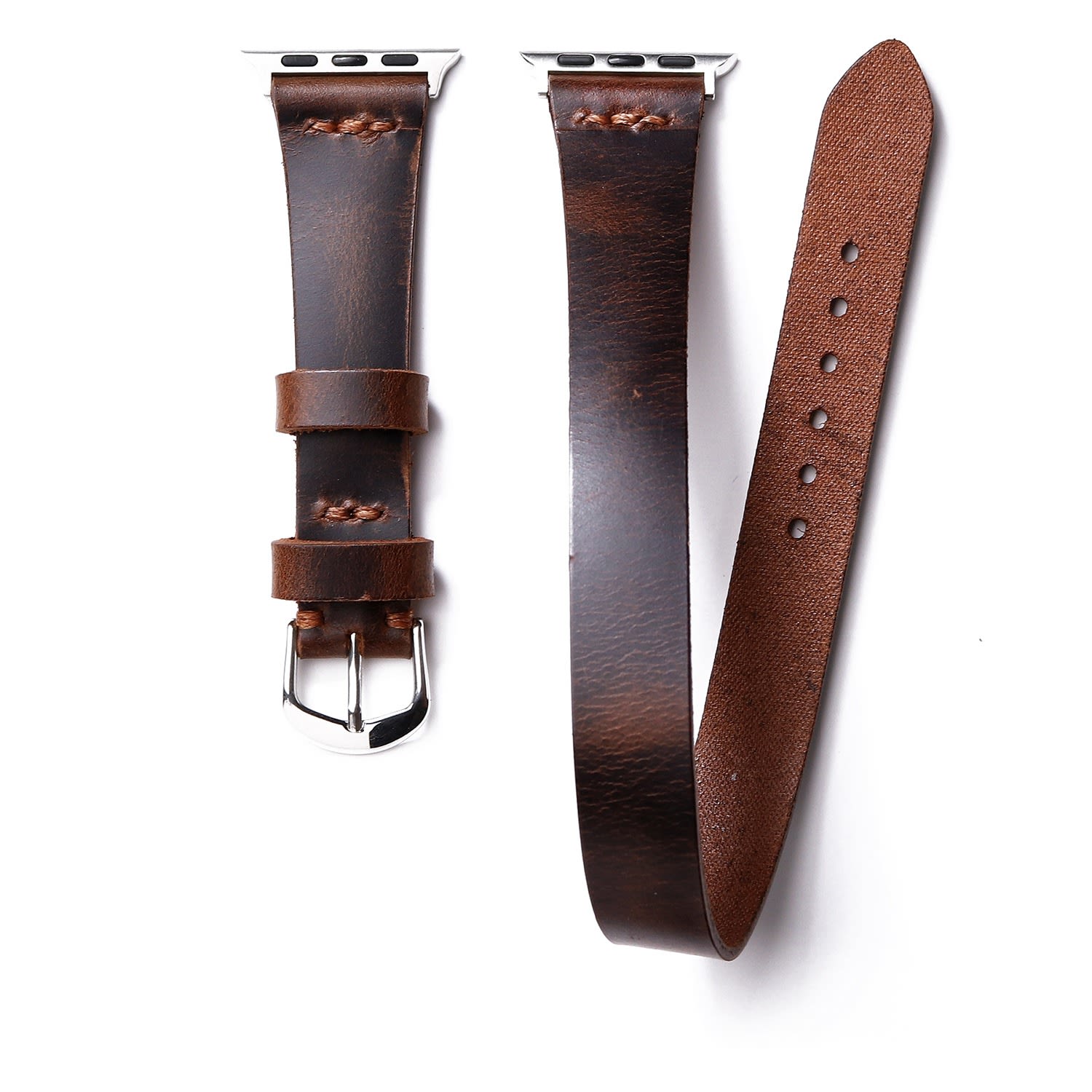 Men’s Double Tour Apple Watch Leather Strap - Brown Medium Roarcraft