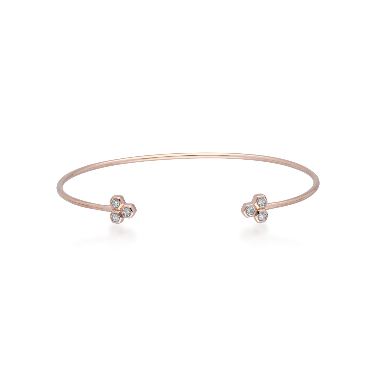 Women’s Diamond Trilogy Geometric Open Bangle In 9Ct Rose Gold Gemondo