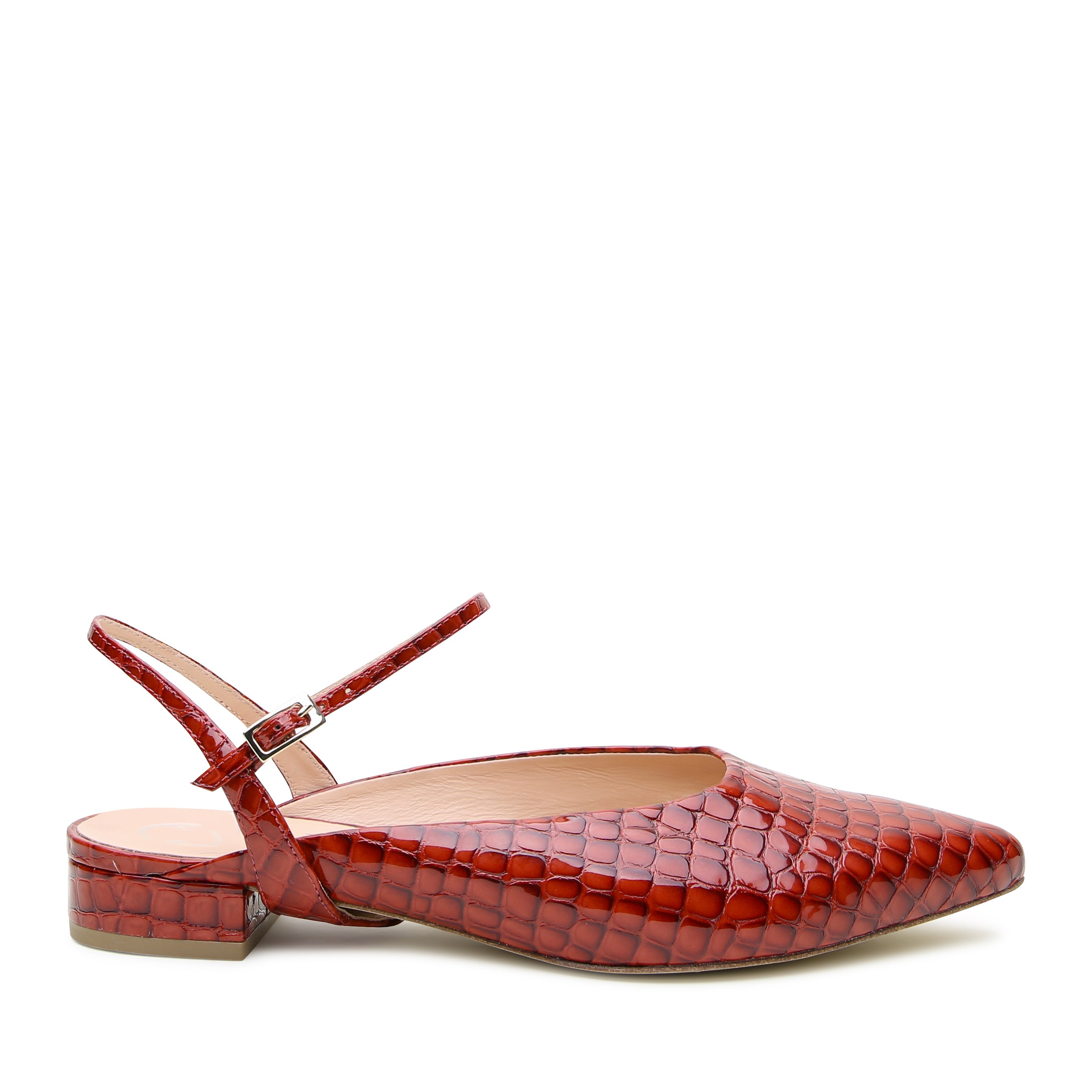 Alterre Women's Red Clay Croc Amal Point Slide In Red