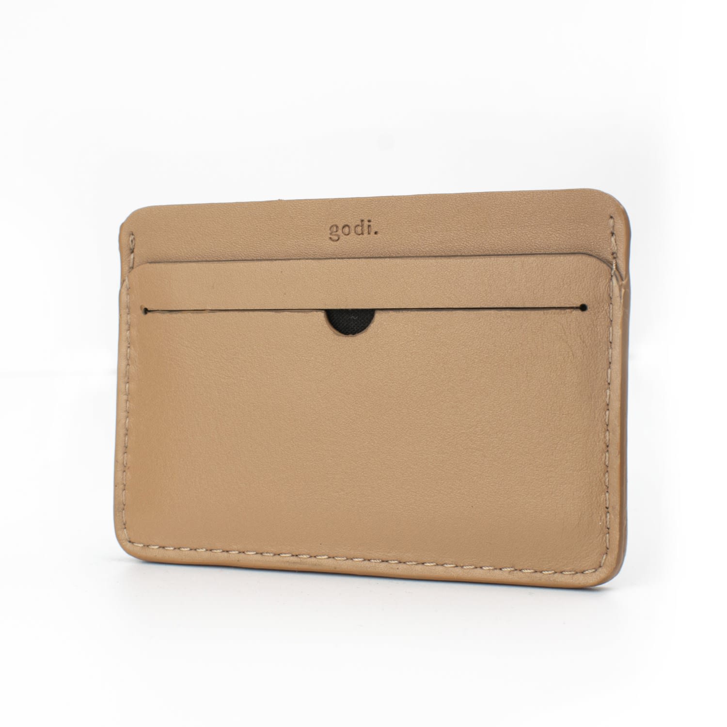 Men’s Neutrals Slim Leather Cardholder - Sand Godi.