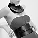 PLIK WOMEN'S DOUBLE WIDE CORSET LEATHER BELT BLACK