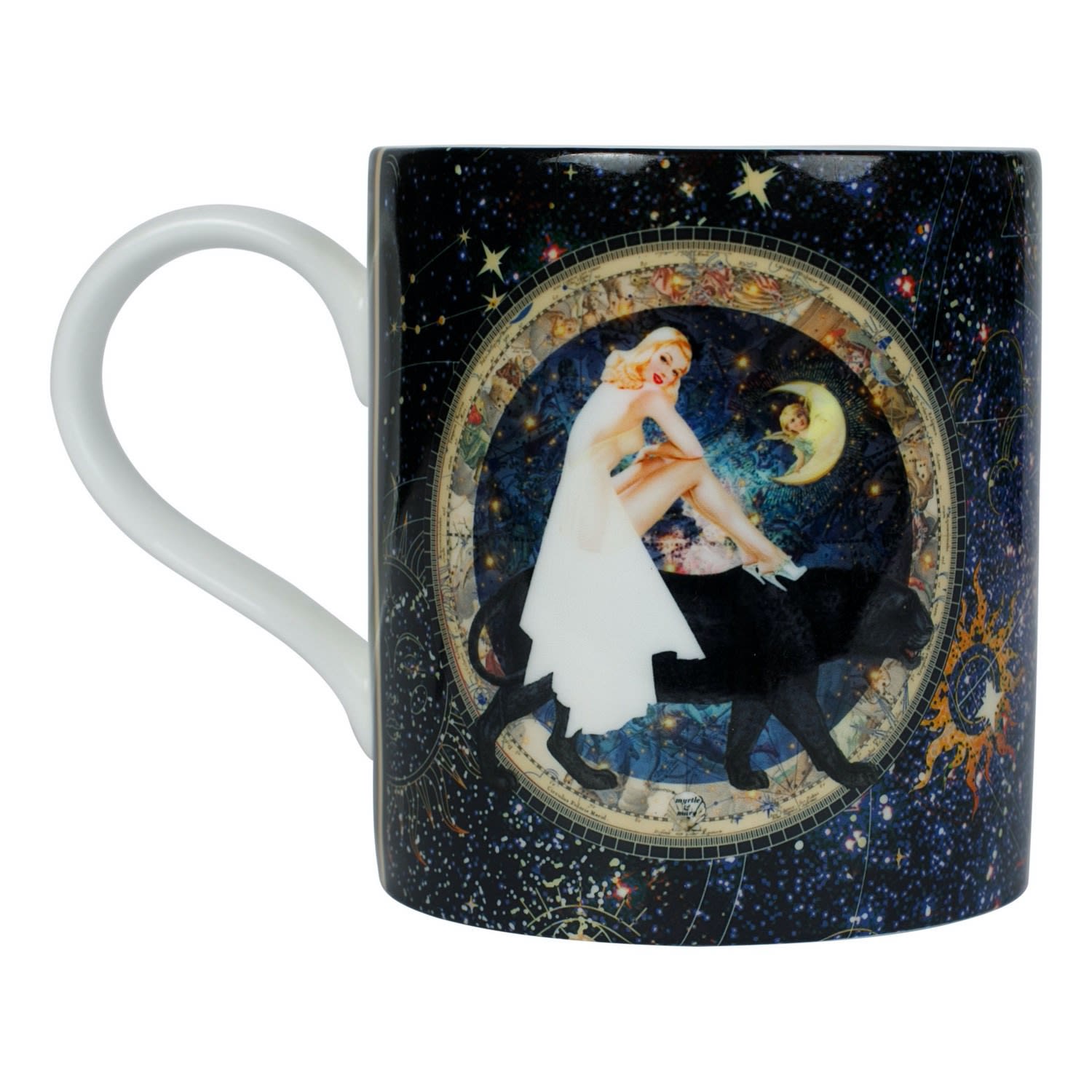 Black Celeste Large China Mug Myrtle & Mary