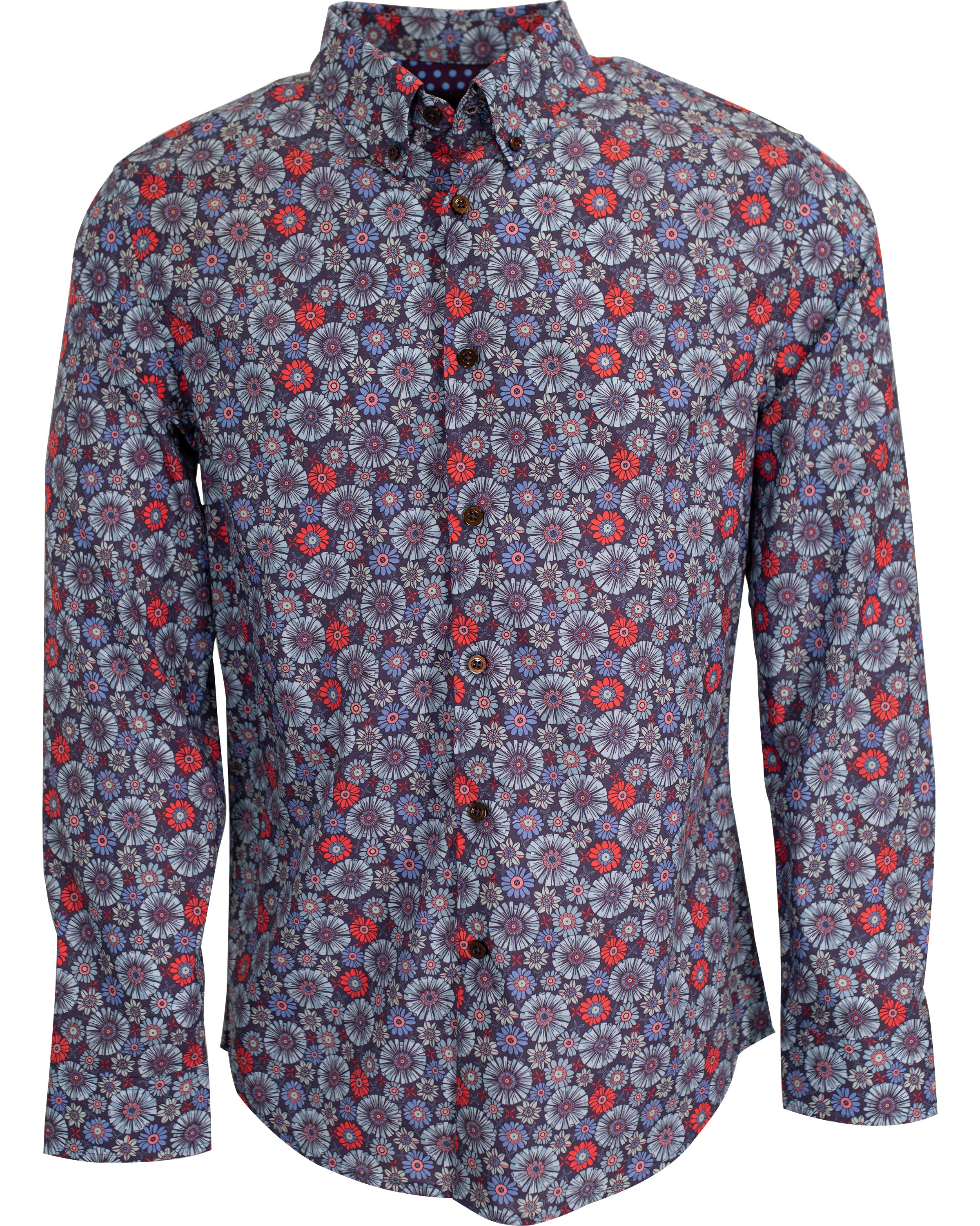 Men’s Blue / Pink / Purple Mitchell Daisy Geo Shirt In Blue XXL Lords of Harlech