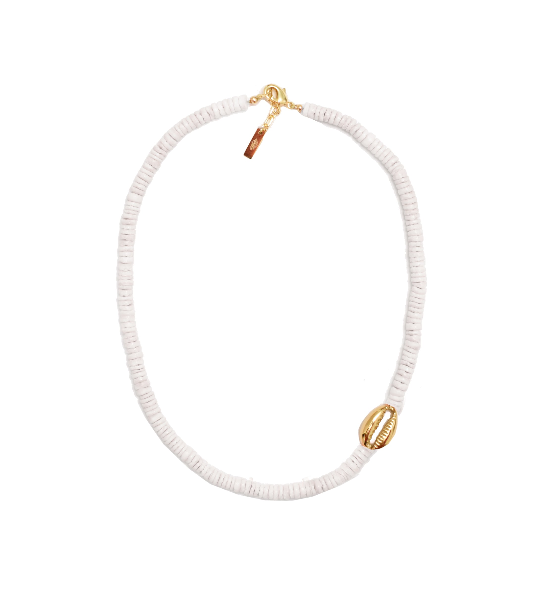 Women’s Heishi Mini Gold Shell Choker - White Adriana Pappas Designs