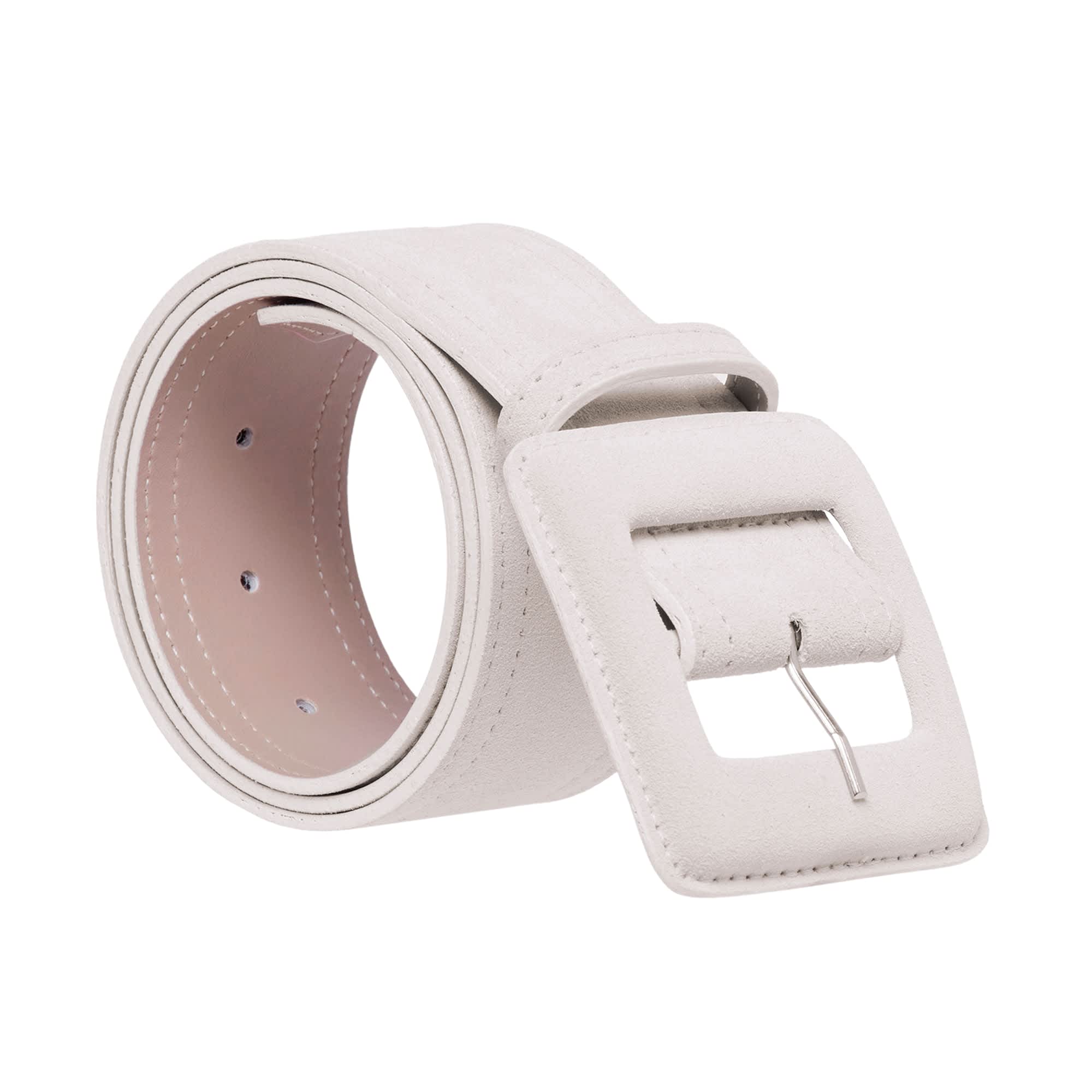 Suede Square Buckle Belt - Off White | BeltBe | Wolf & Badger