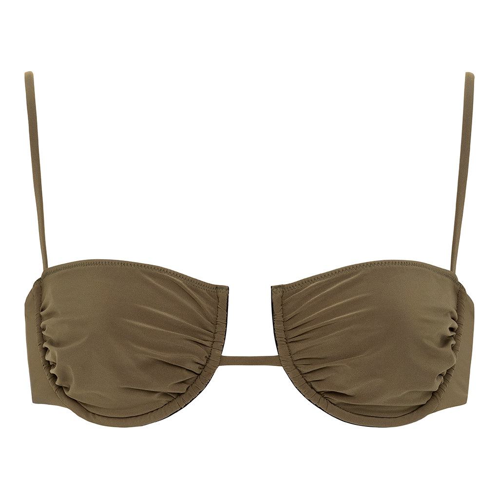 Women's Green Khaki Simonette Bikini Top | Large | Montce Swim