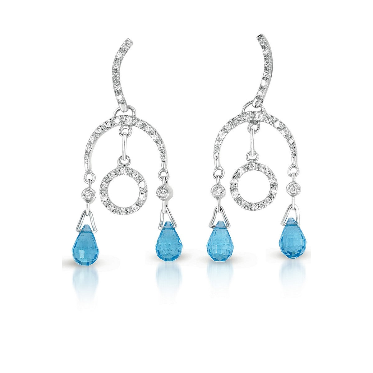 Women’s Silver / Blue / White Provence Silver Turquoise Cz Dangling Earring Genevive Jewelry