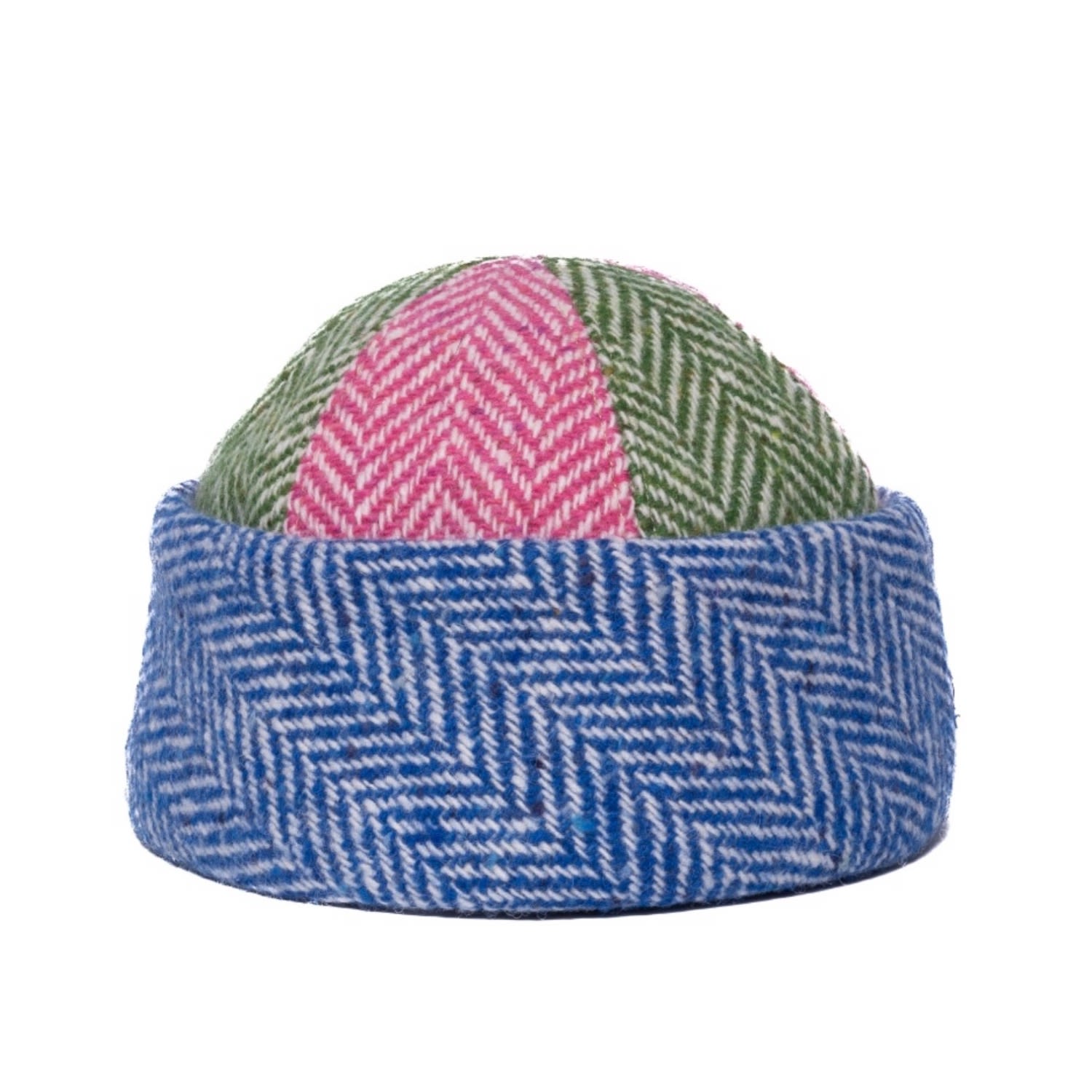 Men’s Beanie Wool Blue Multi Herringbone 56Cm Anthony Peto