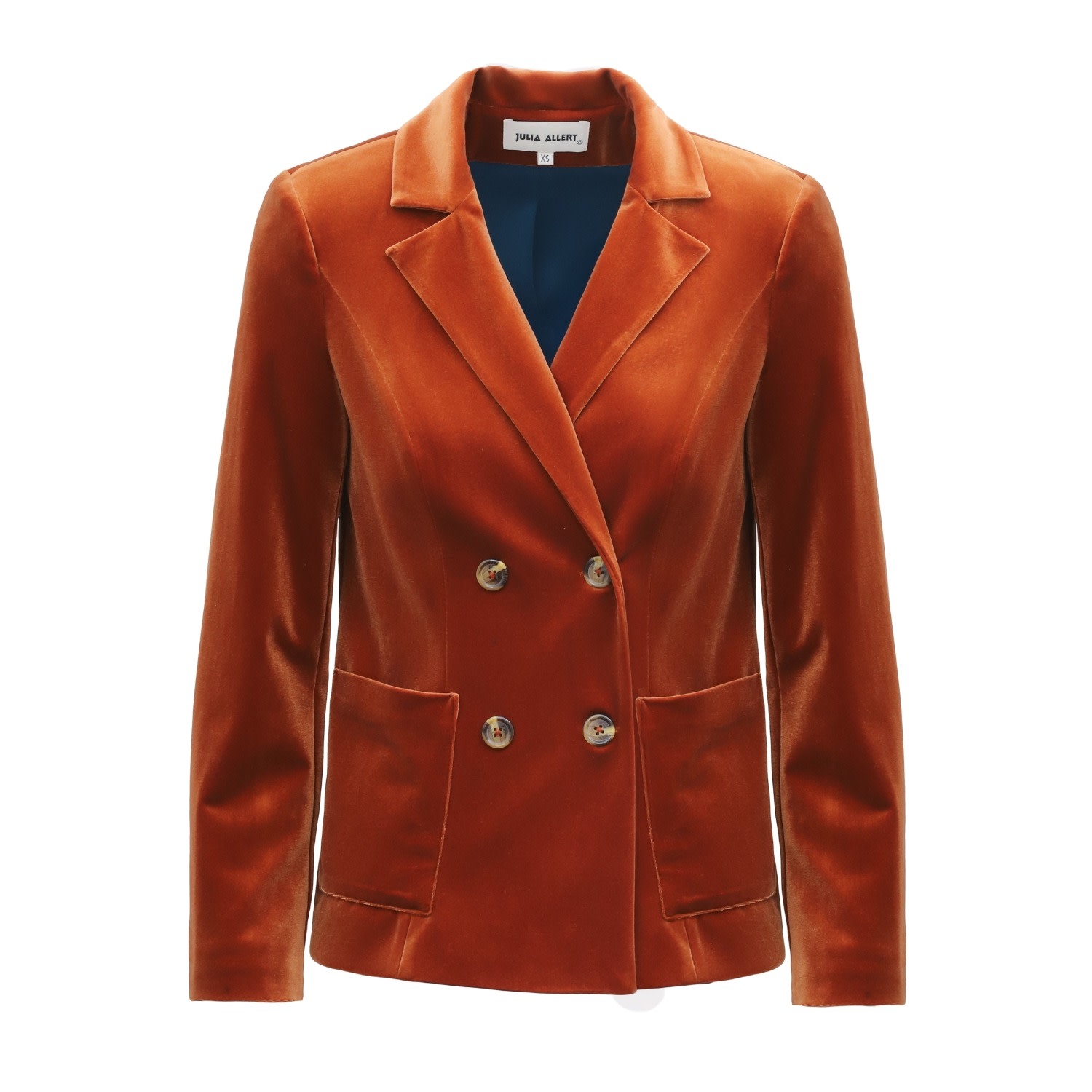Julia Allert Women's Orange Retro Striped Jacket- Rust Velvet