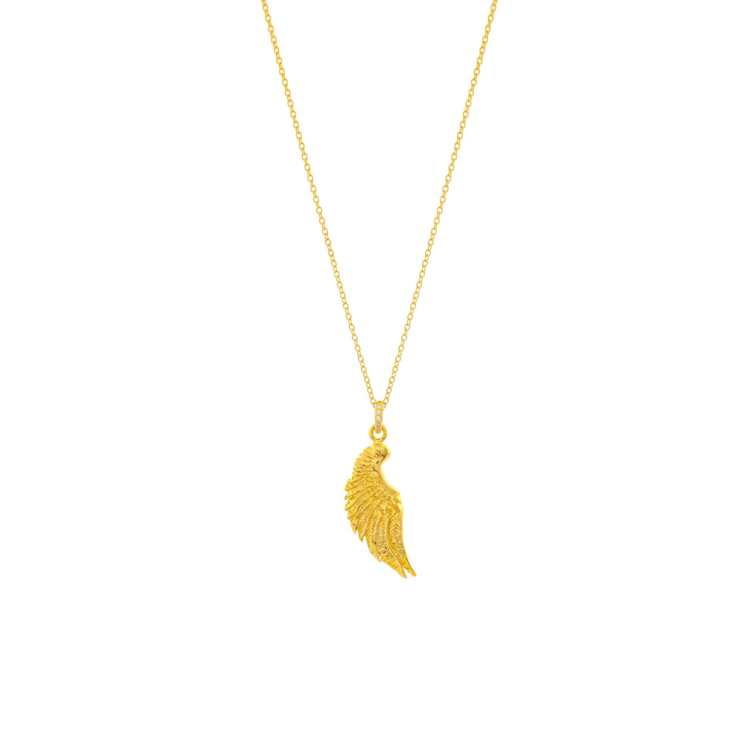 Women’s Angel Wing Necklace, Gold Over Sterling Silver Seven Saints