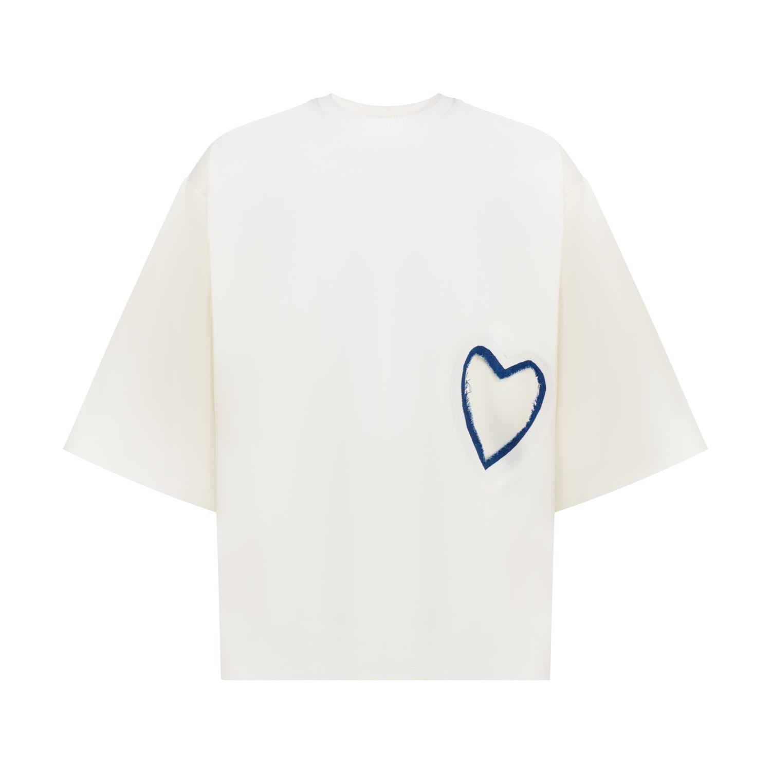 Men’s White / Blue Denim Heart T-Shirt Extra Large ch