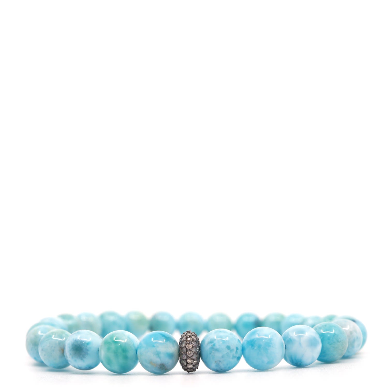 Men’s Blue / Silver Diamonds & Larimar Beaded Bracelet Shar Oke