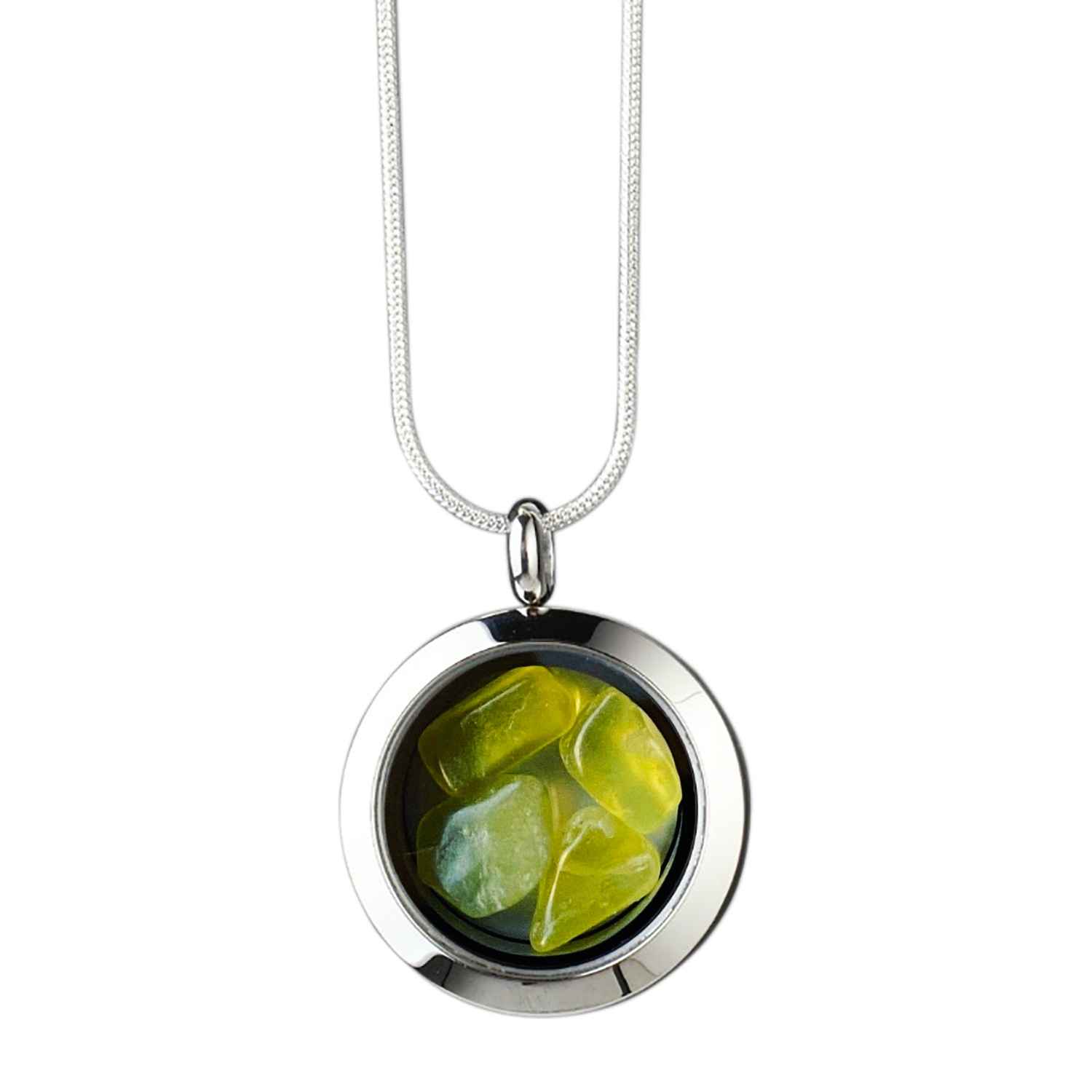 My Little Nature Women's Silver / Green Designer Necklace With Natural Green Nephrite – Unique Handcrafted Jewelry Bo