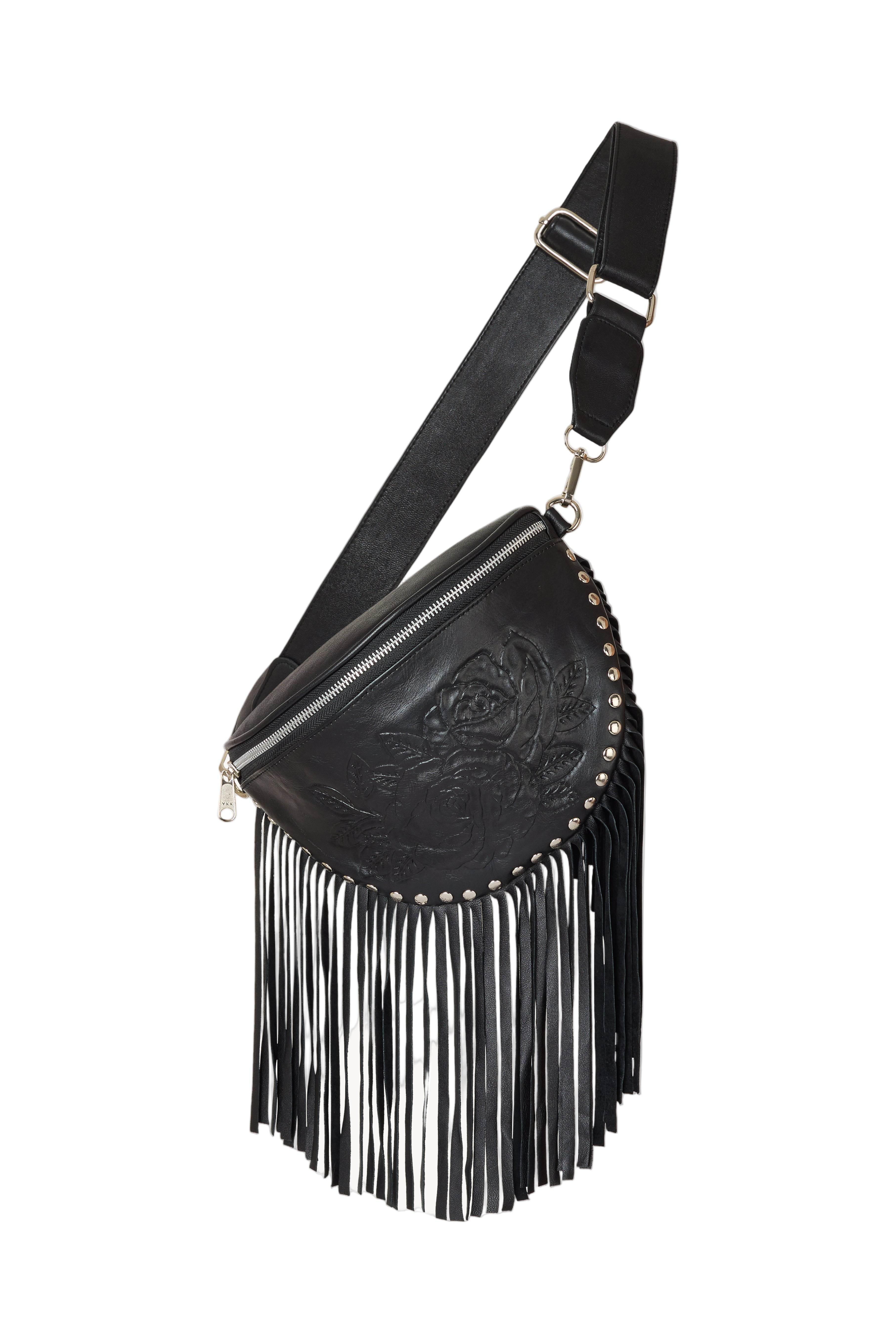 Jodi Lee Women's Akaroa Rose Belt Bag Black In Black