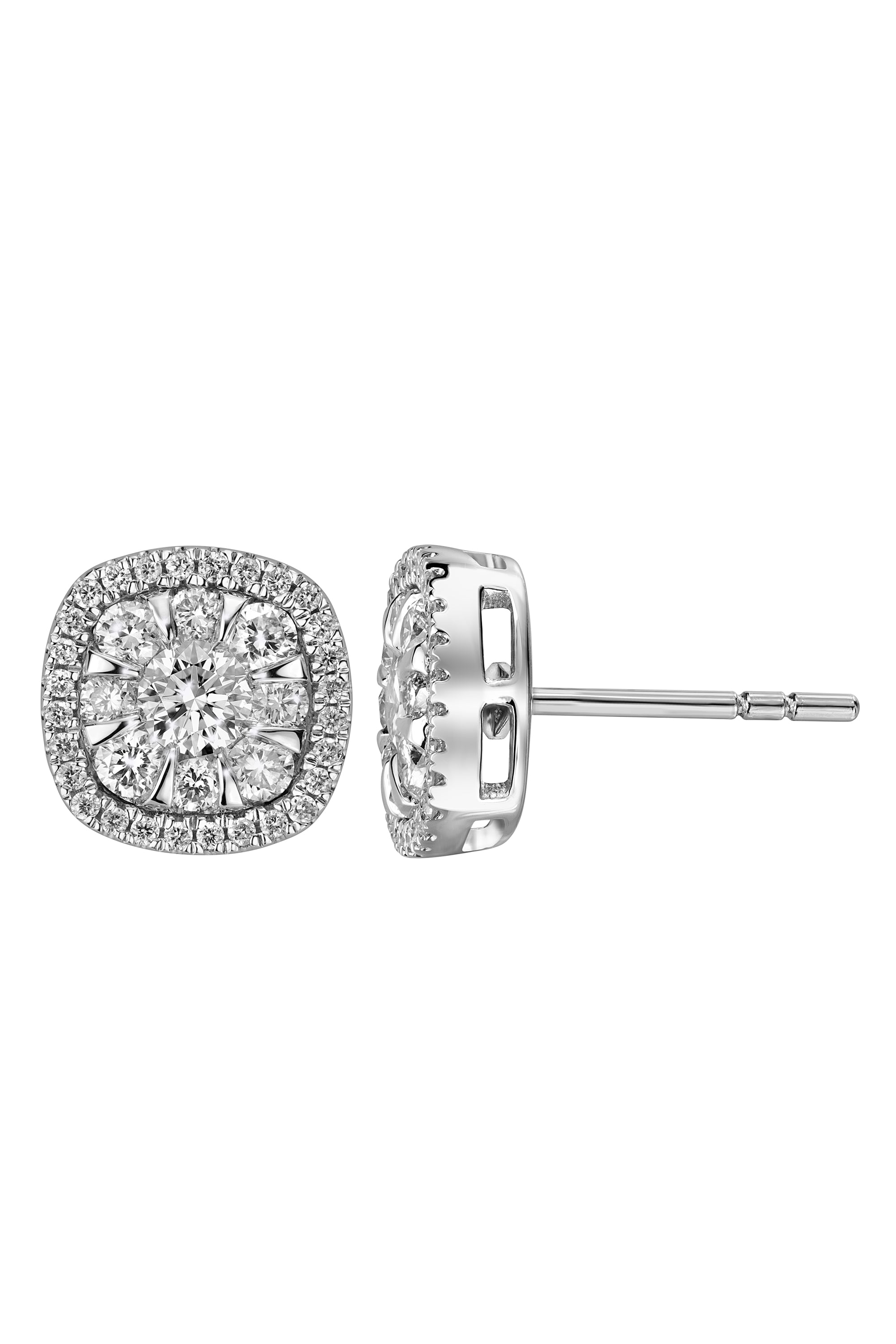 Women’s Silver Doris White Gold Lab Grown Diamond Cluster Stud Earrings Created Brilliance