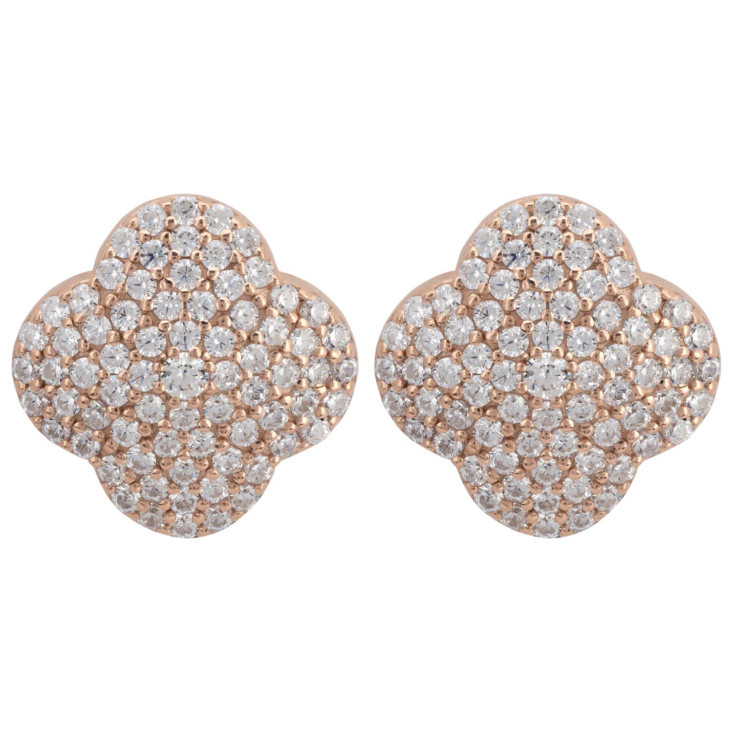 Latelita Women's White / Rose Gold Byzantine Clover Flower Stud Earrings Rosegold