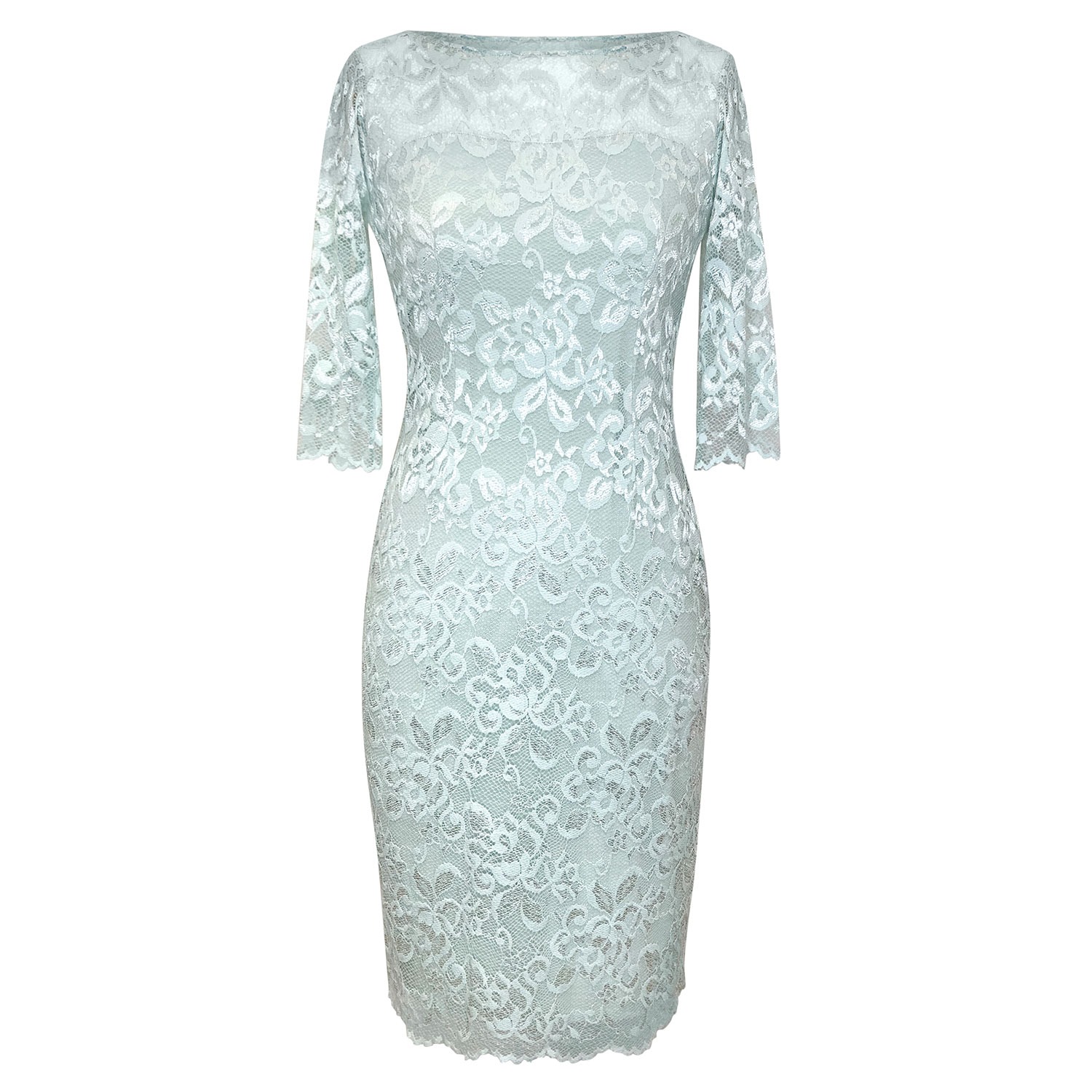 white christmas dresses Mint Green Lace High Low Bridesmaid Dress, High Low Homecoming Dress, –  Cutedressy main image 1