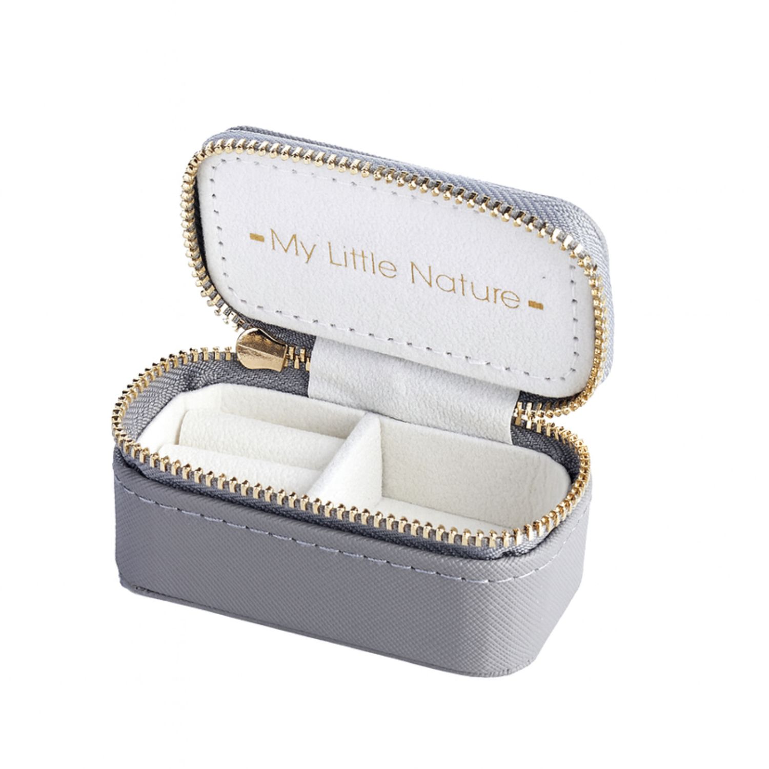 My Little Nature Women's Grey Mini Jewelry Organizer Box – Travel Case For Earrings, Rings & Necklaces In Gray