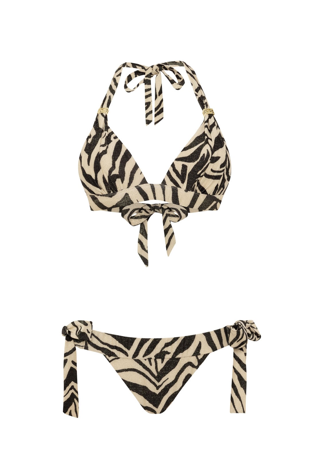 Leyla Maya Women's Neutrals / Gold / Black Annie & Ginny Bikini Set - Savannah Shimmer In Multi