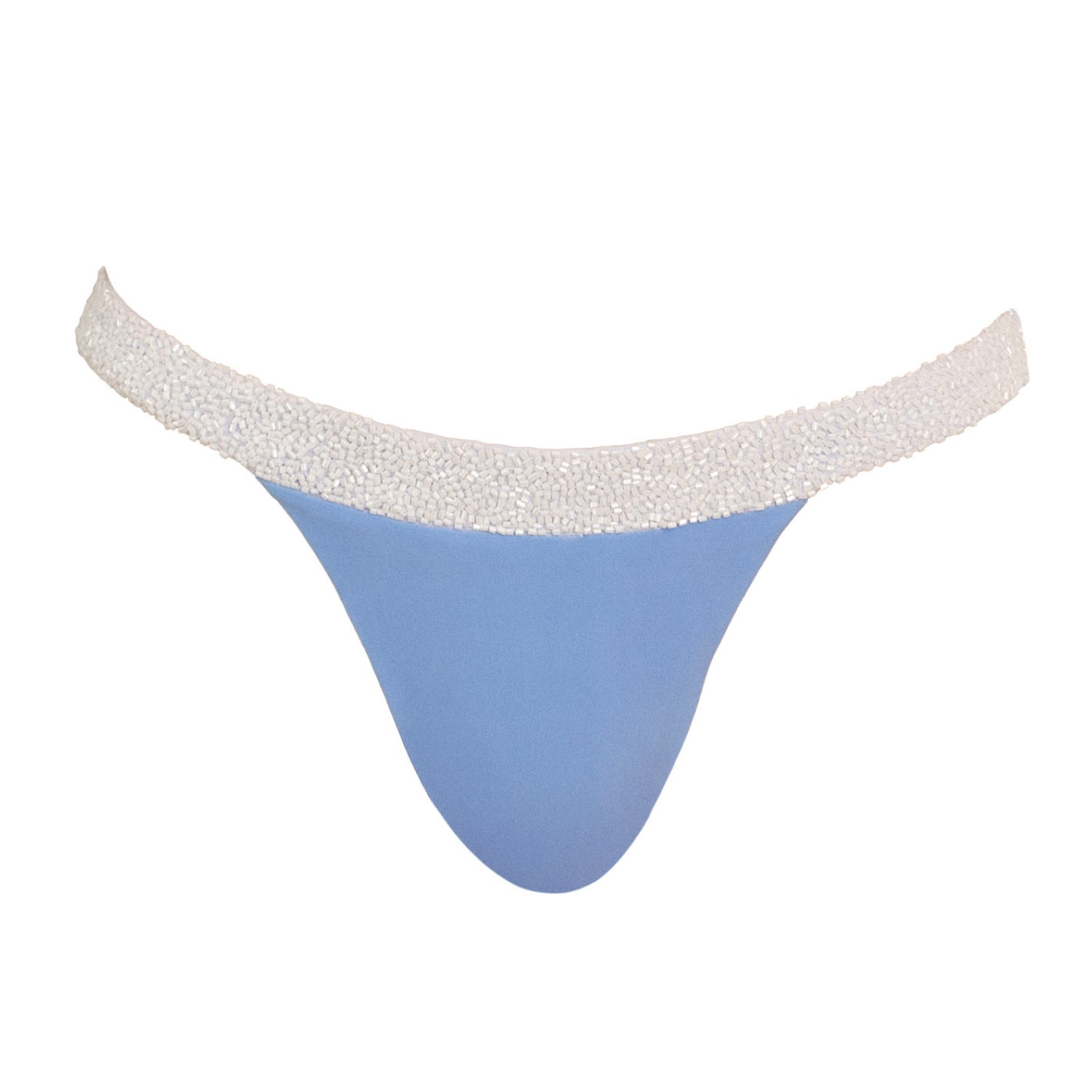 Self-adore Women's White / Blue Zenya Hand-beaded Embellished Bikini Bottom- White/blue In Multi