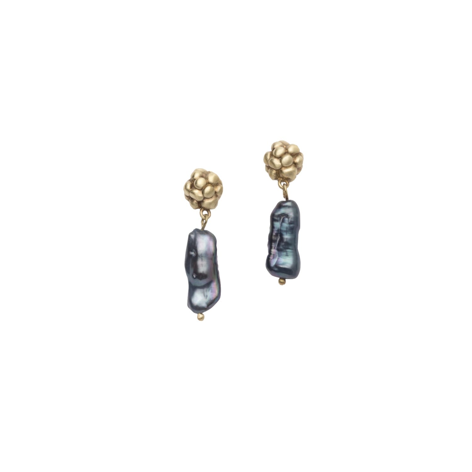 Zeworks Women's Gold / Black Ravi Black Pearl Mini Earrings In Multi