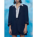 Nazli Ceren Women's Boxy Navy Blue Oversized Jacket In Oversized