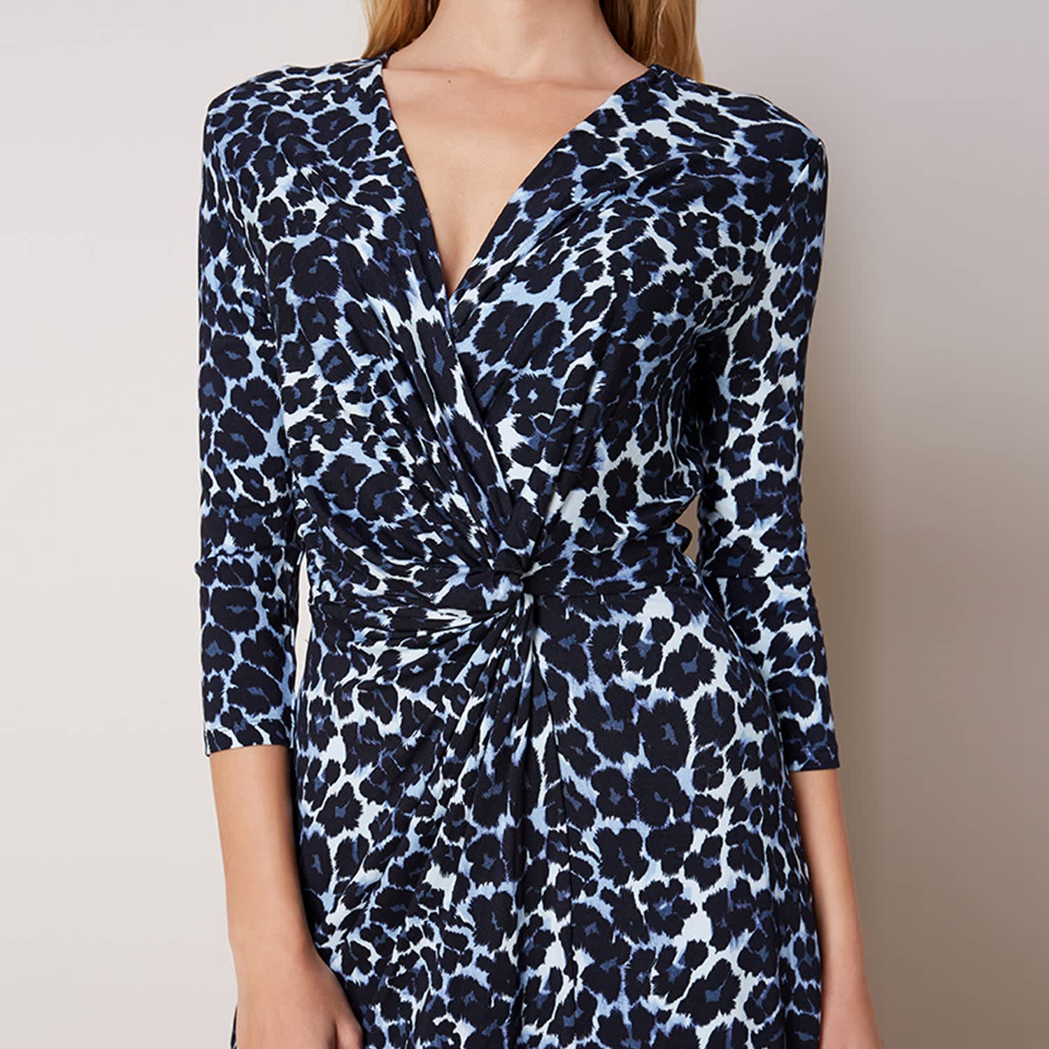 blue animal print dress