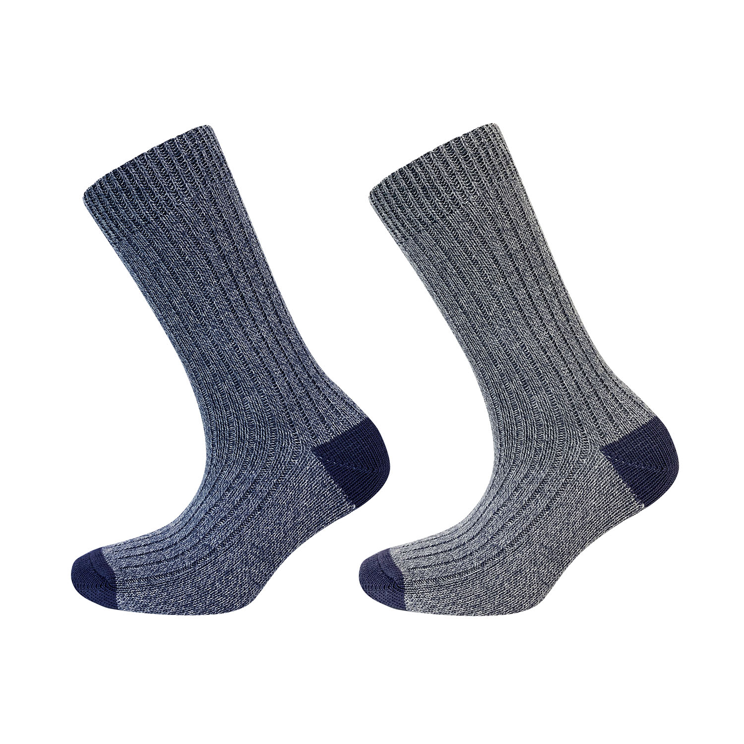 Women’s Blue / Grey Navy Grey Ribbed Organic Cotton Boot Socks Greentreat