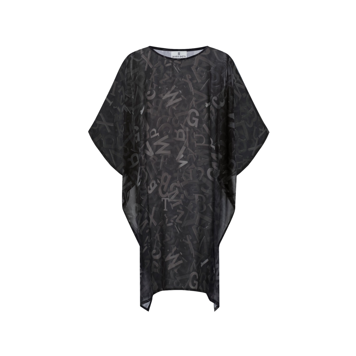 Women’s Abc Translucent Short Kaftan Dress - Black Medium Dhara Sheth Dubai