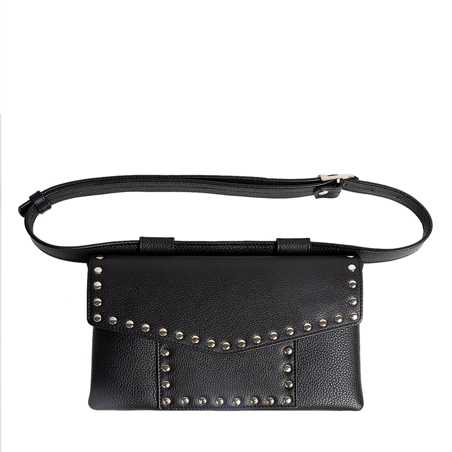Laura Olaru Women's Zelda Black Leather Belt Bag With Staples In Black