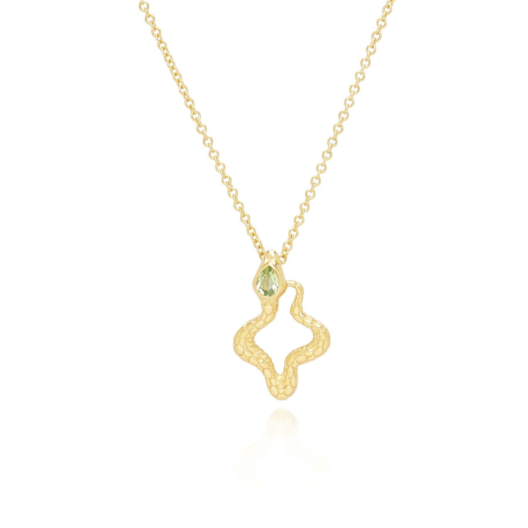 Women’s Green Ecfew Peridot Snake Pendant Necklace In Gold Plated Sterling Silver Gemondo