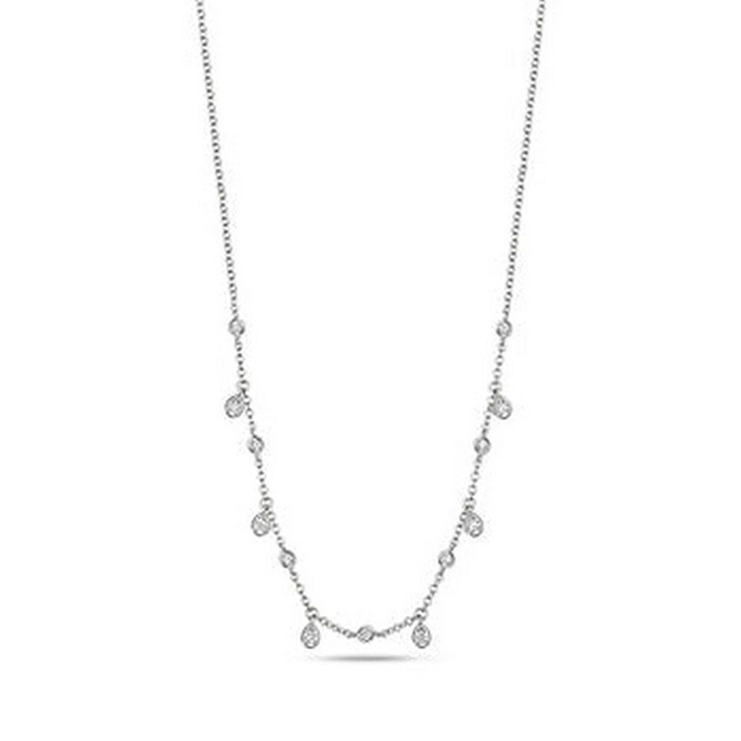 Cervin Blanc Women's Diamond Necklace Rubover Teardrops Charms In White Gold