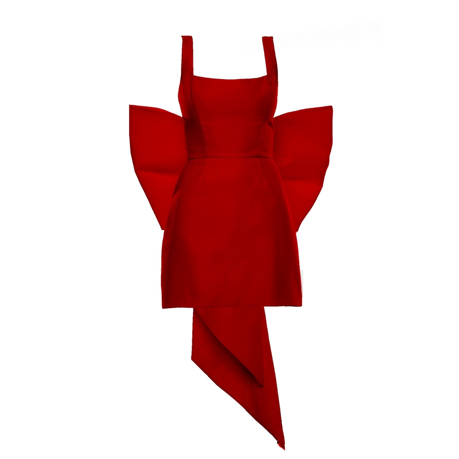 Women's Luna Dress + Big Bow | Square Neckline Mini In Red | Large | Baé Special Moments