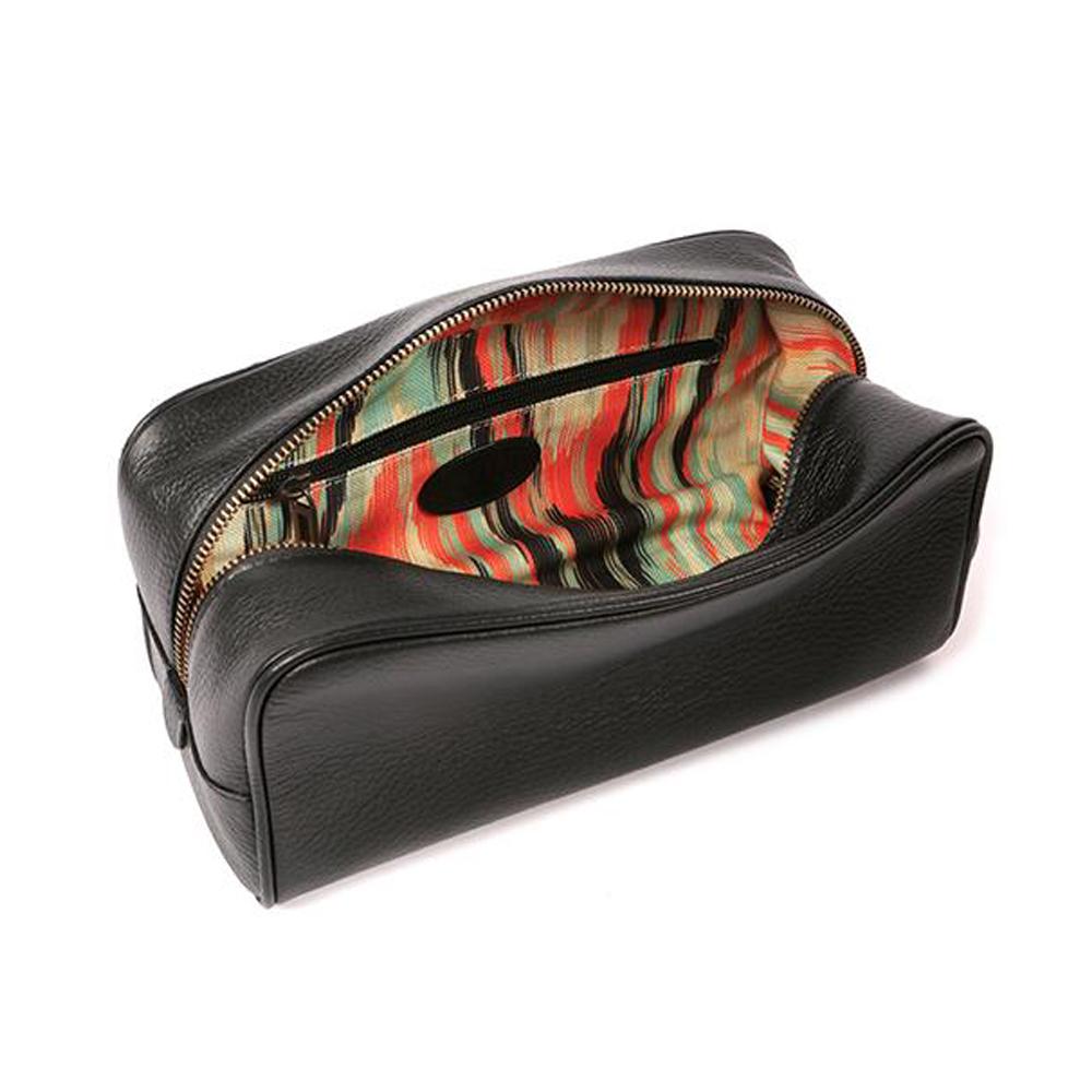 Wellington Leather Travel Pouch - Black | Medium | Sjw Bags London