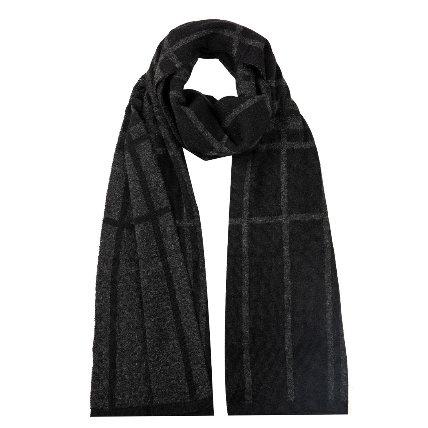 Mohair&angora Black / Grey Galatia Scarf Men's Black In Grey/black